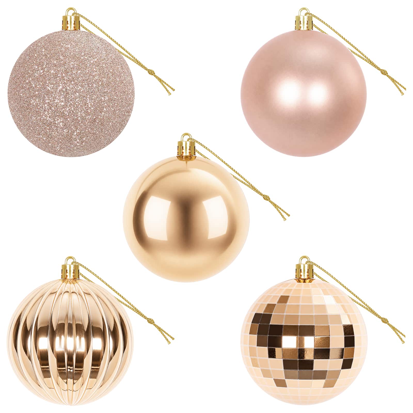 Set di Palline di Natale 50 pz Oro rosa 8 cm Polistirolo