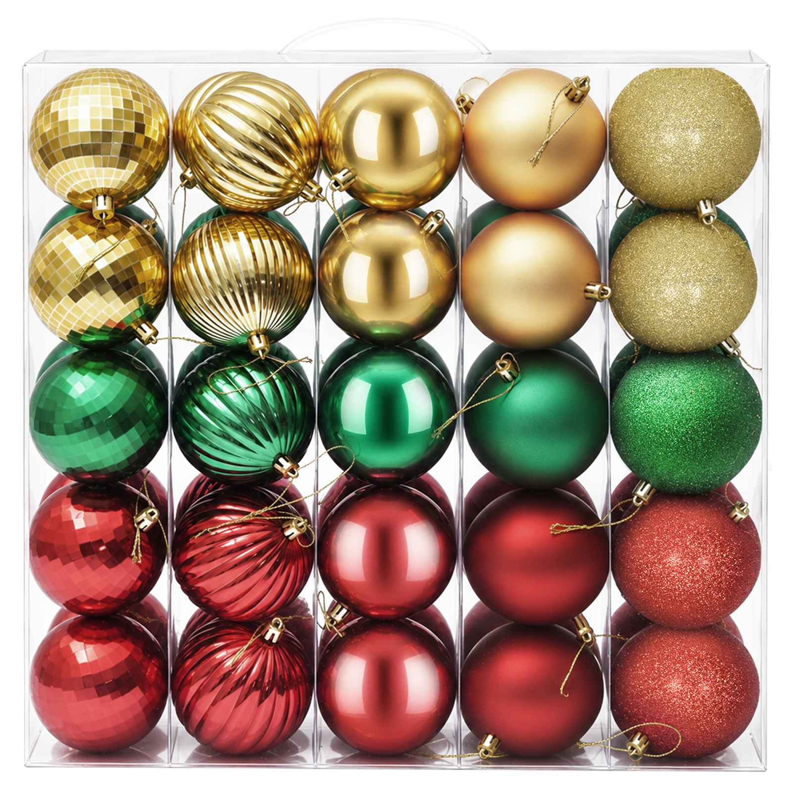 Set di Palline di Natale 50 pz Rosso, oro e verde 8 cm