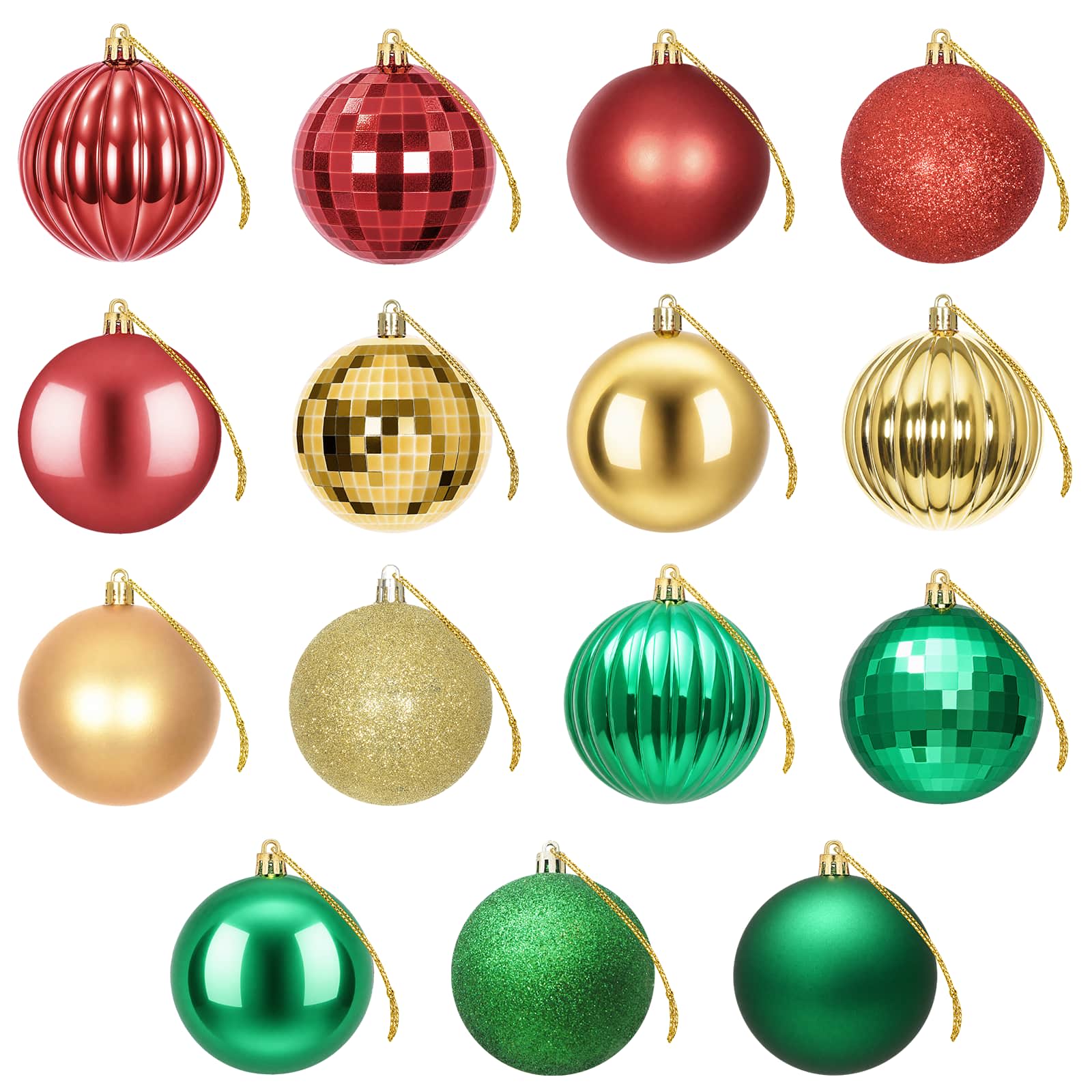 Set di Palline di Natale 50 pz Rosso, oro e verde 8 cm