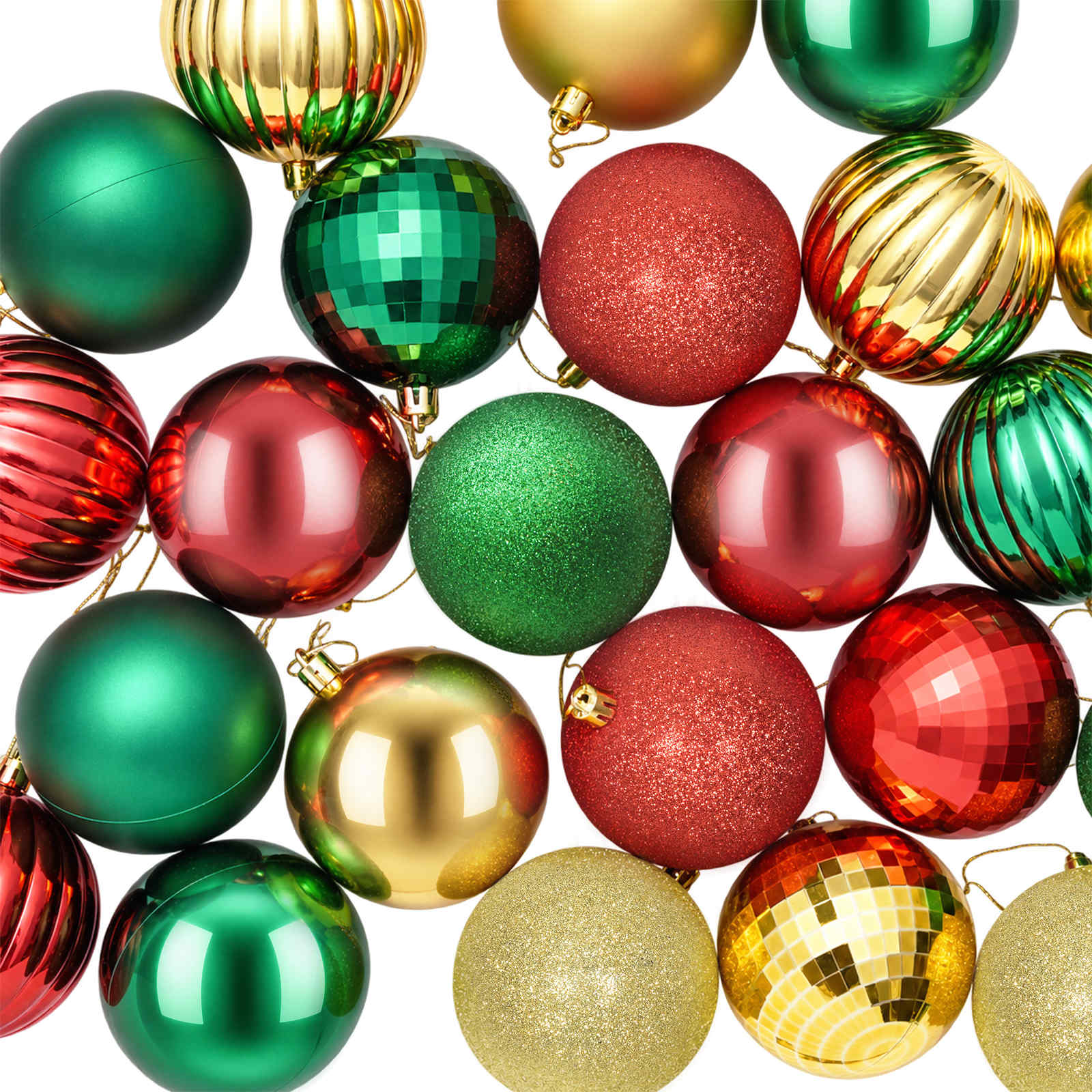 Set di Palline di Natale 50 pz Rosso, oro e verde 8 cm