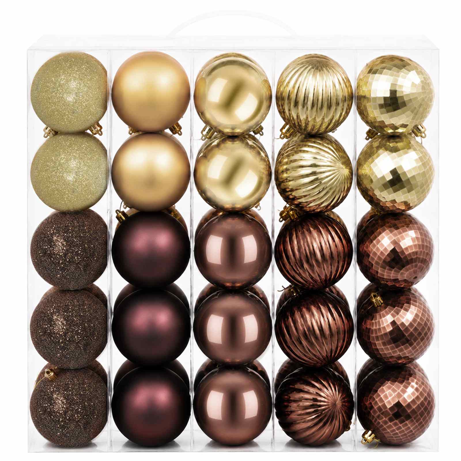 Set di Palline di Natale 50 pz Marrone e oro 8 cm Polistirolo