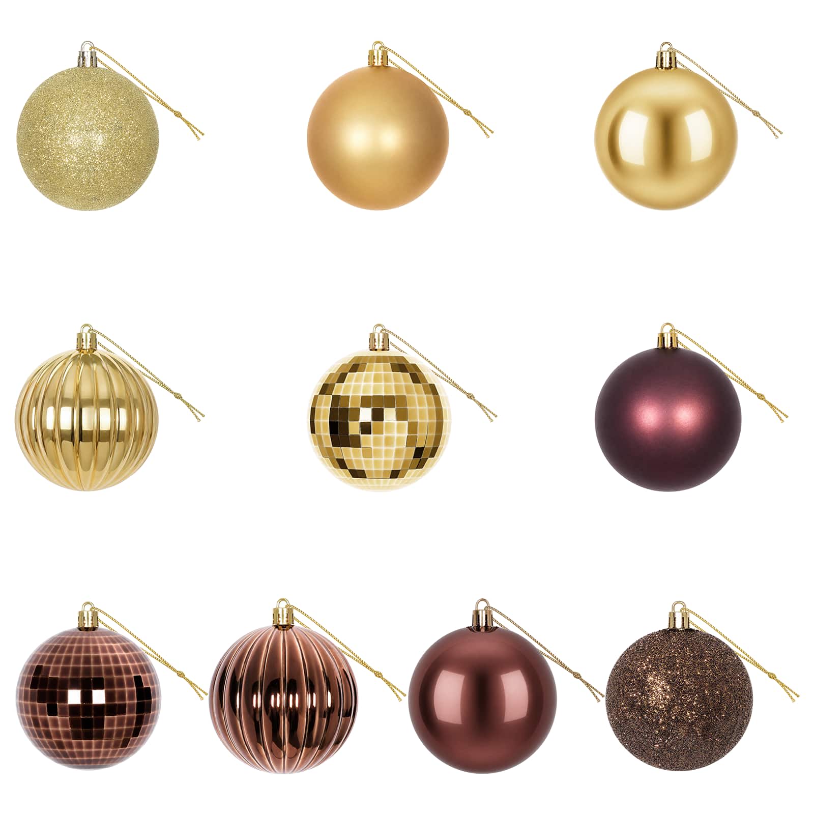 Set di Palline di Natale 50 pz Marrone e oro 8 cm Polistirolo