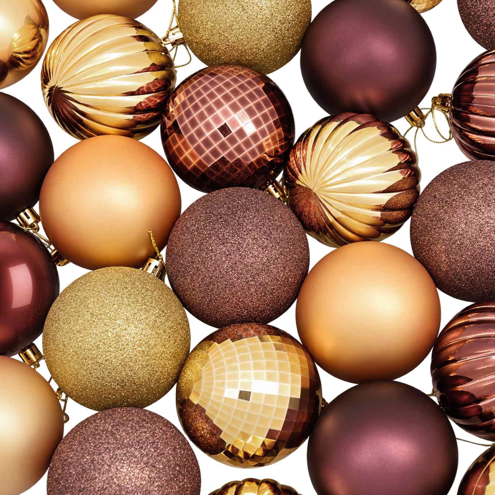 Set di Palline di Natale 50 pz Marrone e oro 8 cm Polistirolo