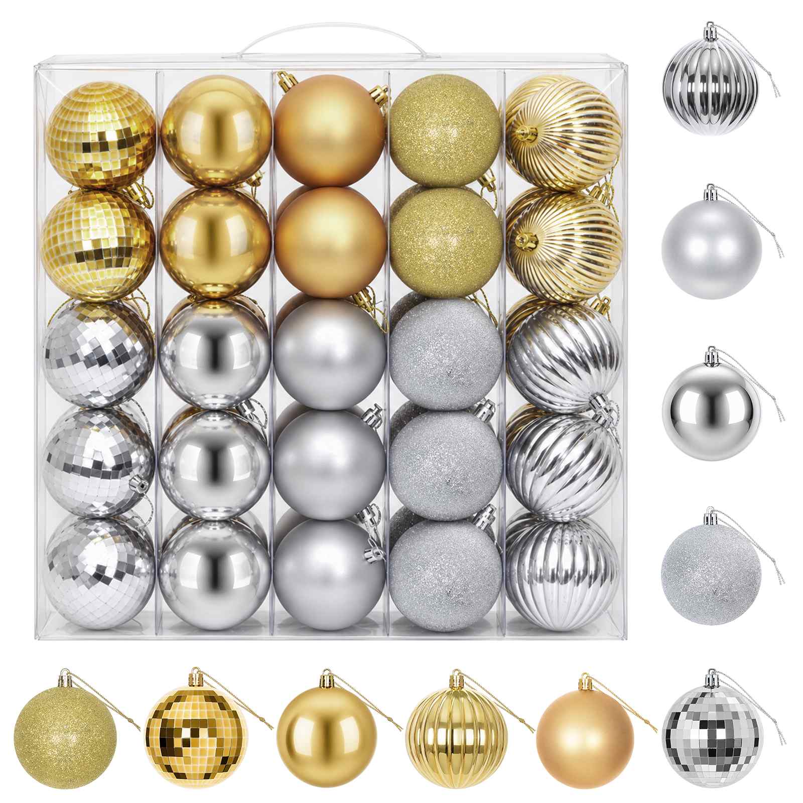 Set di Palline di Natale 50 pz Argento e oro 8 cm Polistirolo