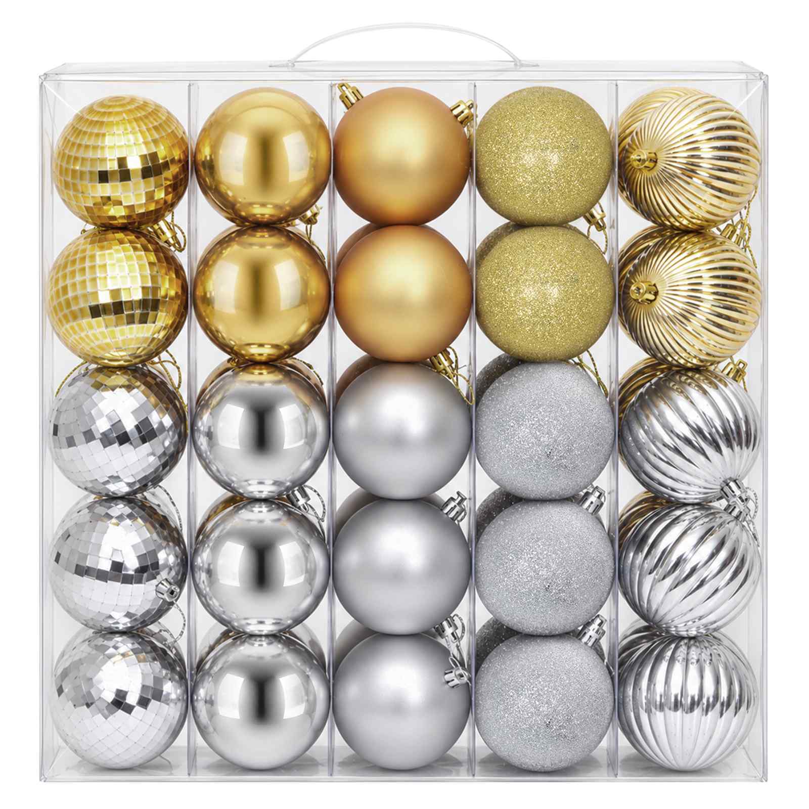 Set di Palline di Natale 50 pz Argento e oro 8 cm Polistirolo