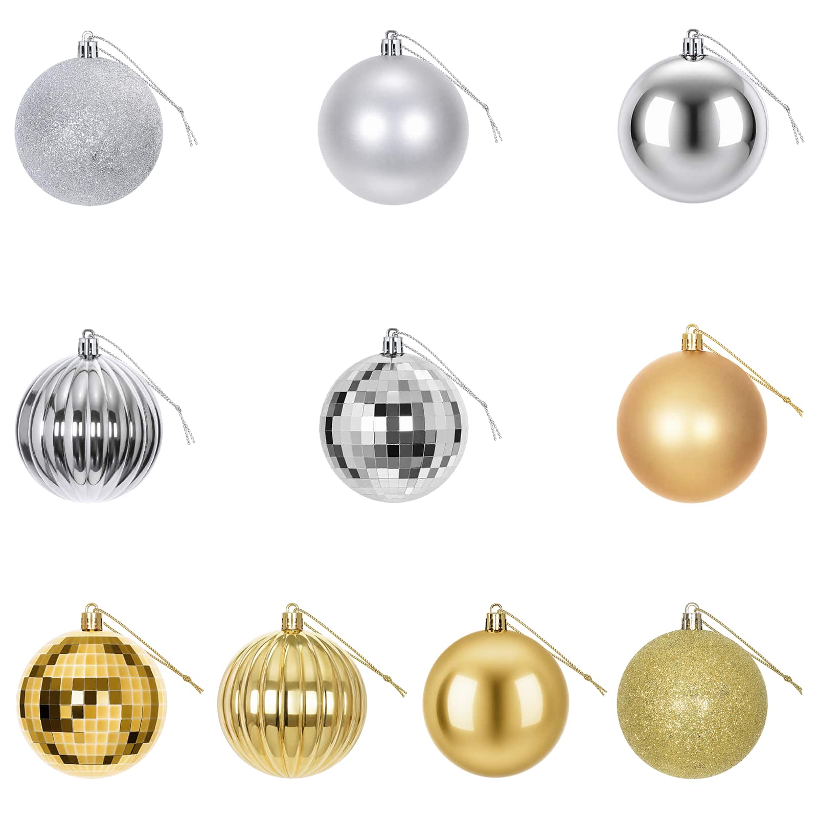 Set di Palline di Natale 50 pz Argento e oro 8 cm Polistirolo