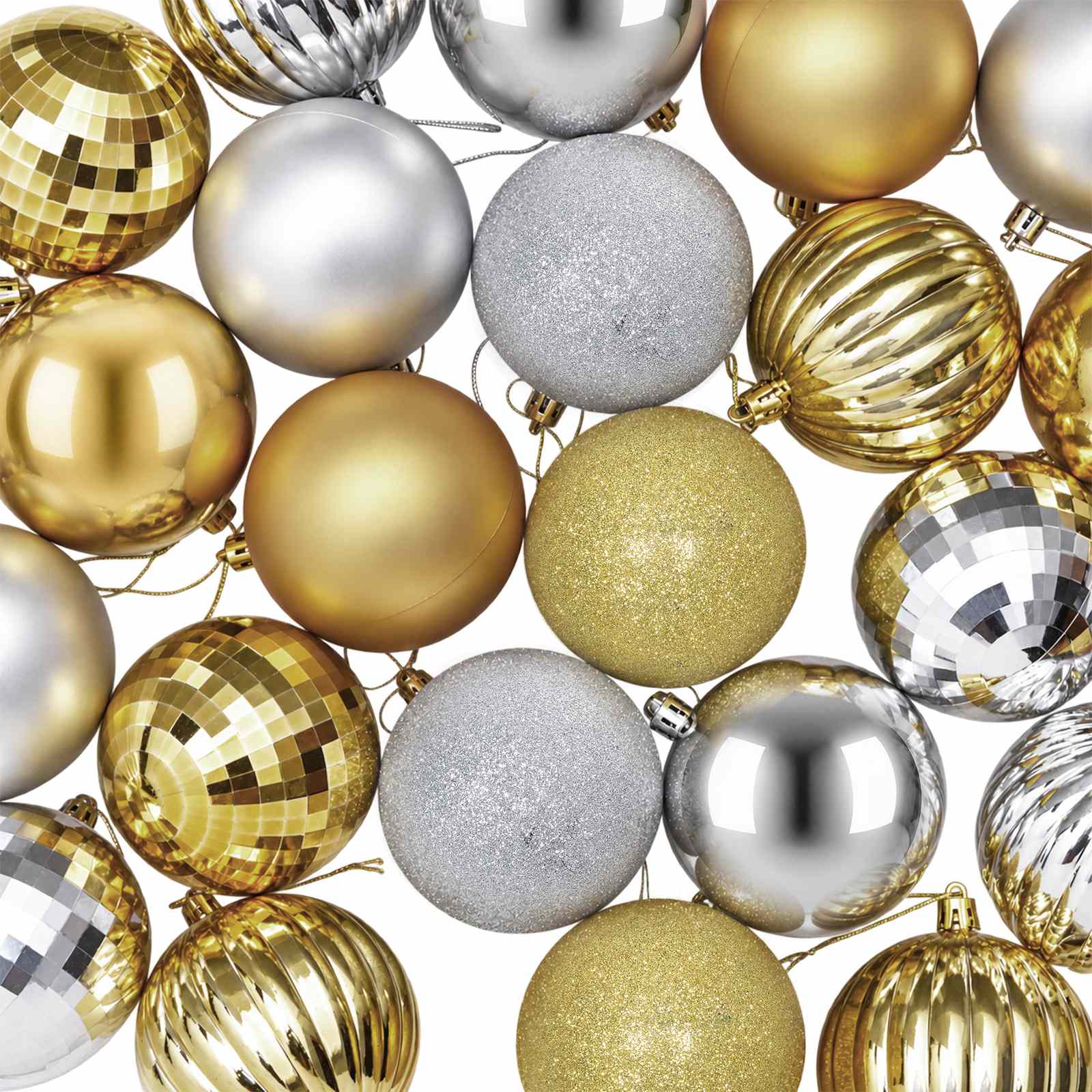 Set di Palline di Natale 50 pz Argento e oro 8 cm Polistirolo