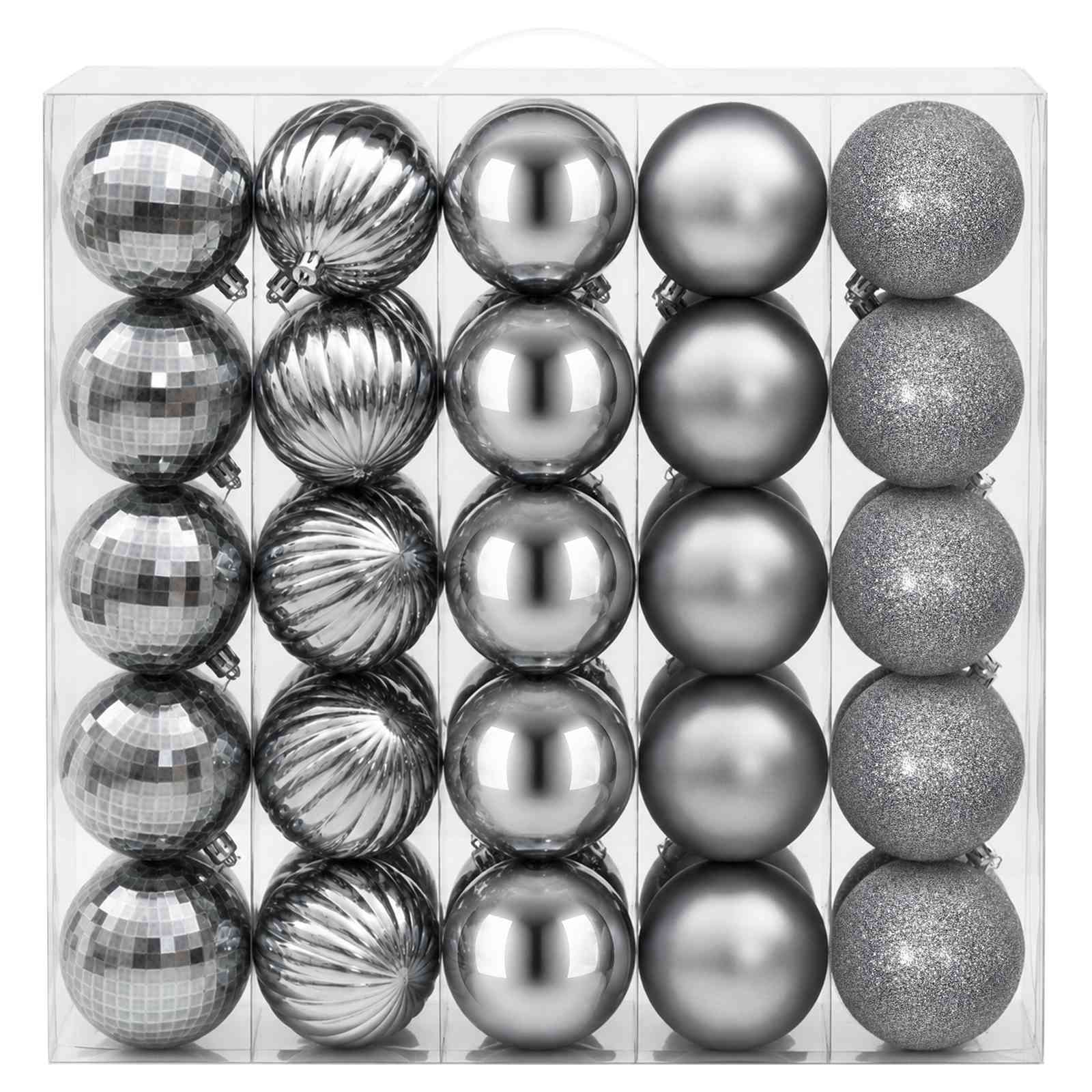 Set di Palline di Natale 50 pz Grigio 8 cm Polistirolo