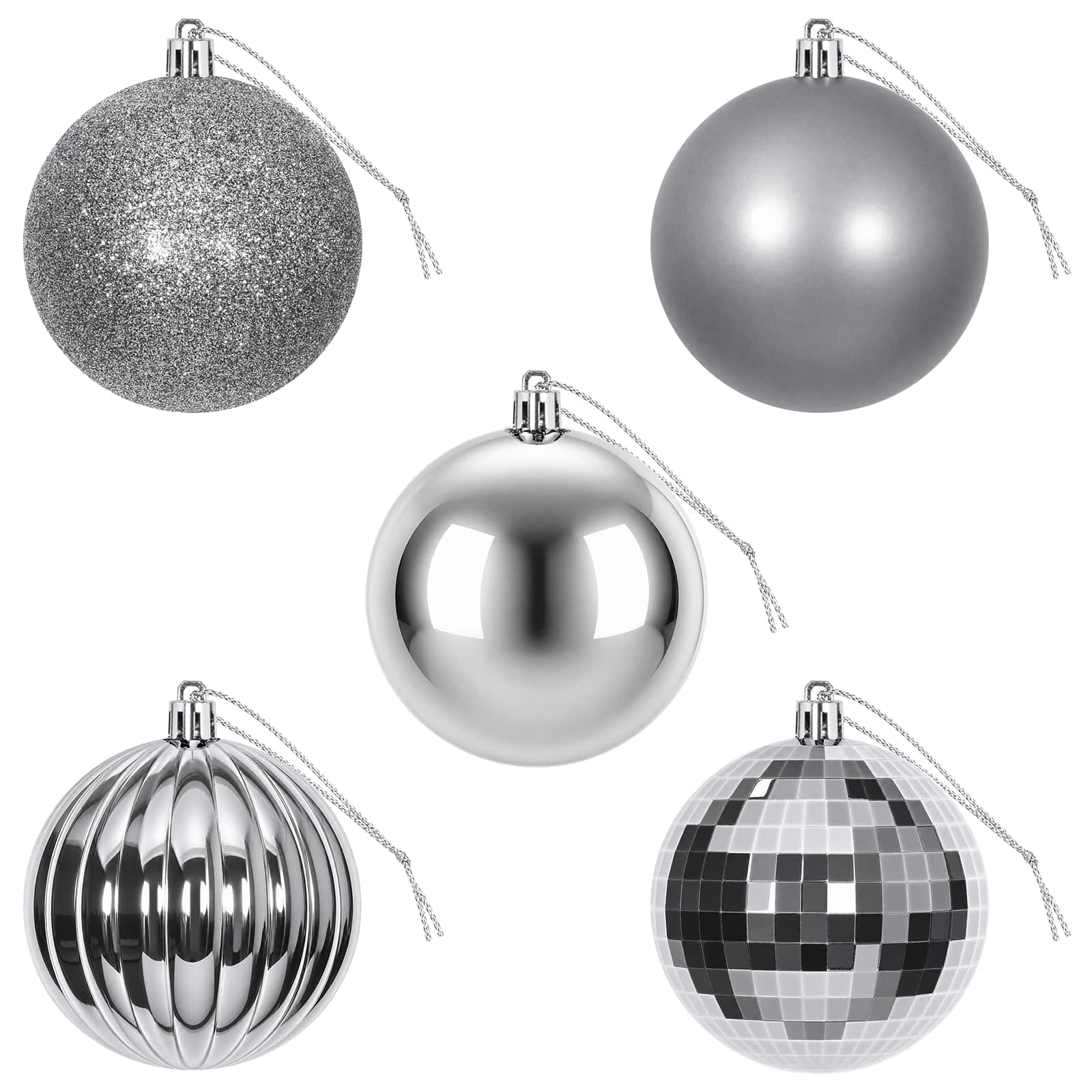 Set di Palline di Natale 50 pz Grigio 8 cm Polistirolo