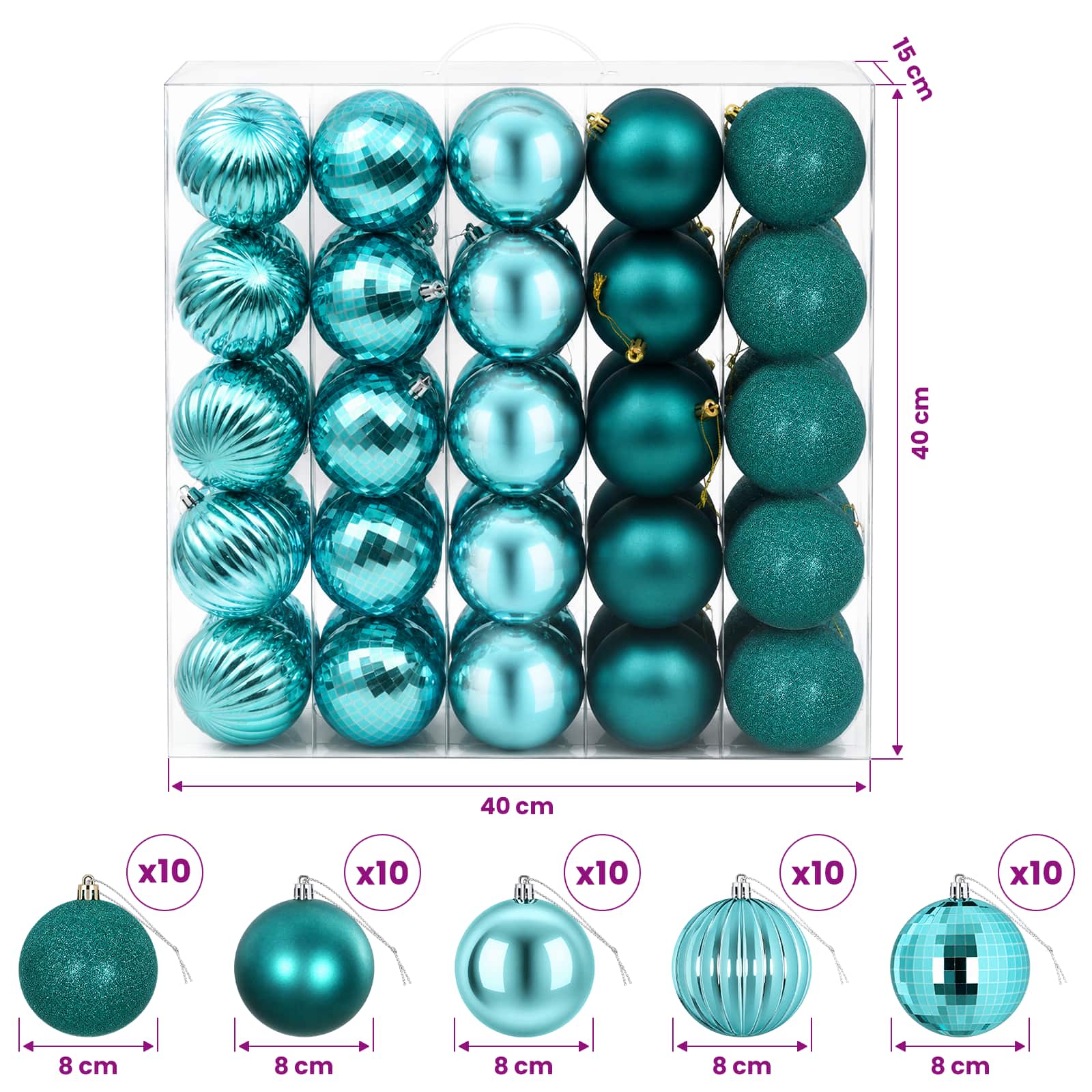 Set di Palline di Natale 50 pz Verde 8 cm Polistirolo