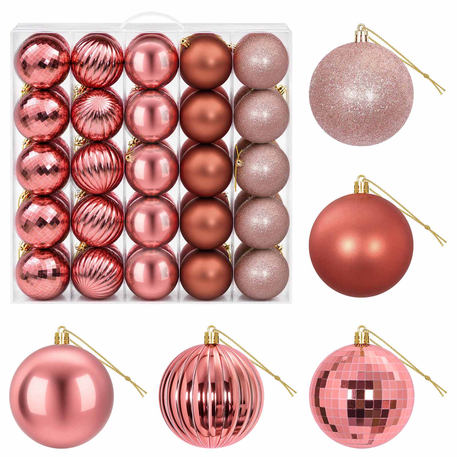 Set di Palline di Natale 50 pz Rosa e rosé 8 cm Polistirolo