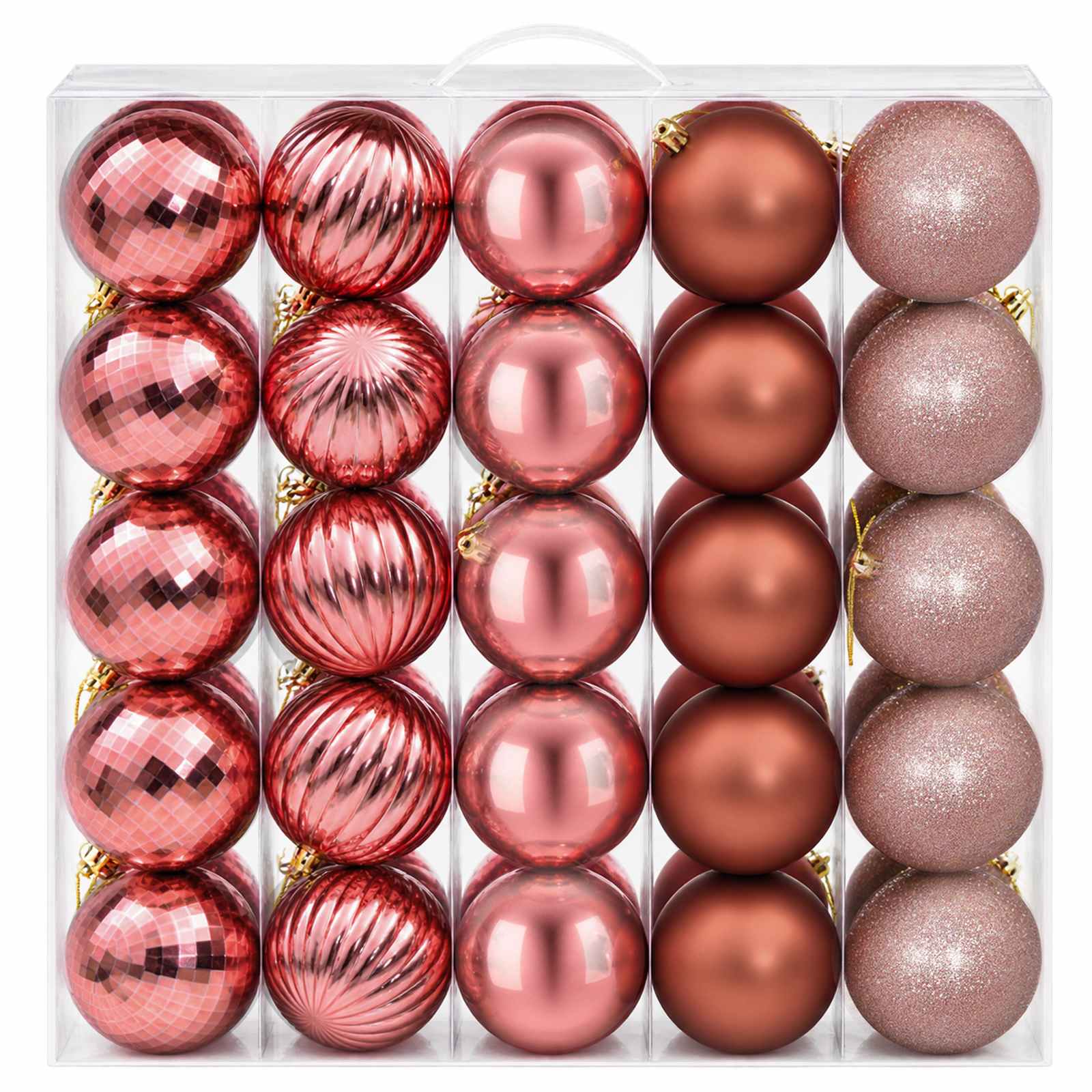 Set di Palline di Natale 50 pz Rosa e rosé 8 cm Polistirolo