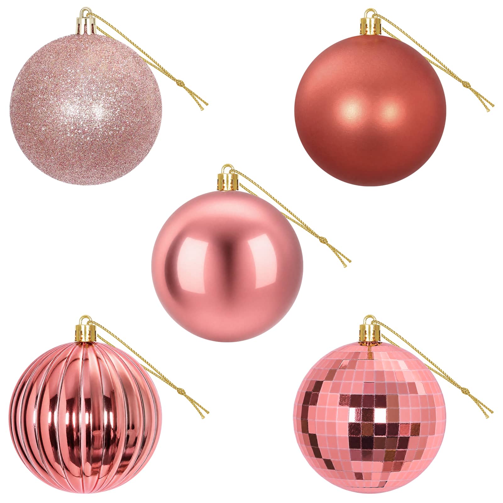 Set di Palline di Natale 50 pz Rosa e rosé 8 cm Polistirolo