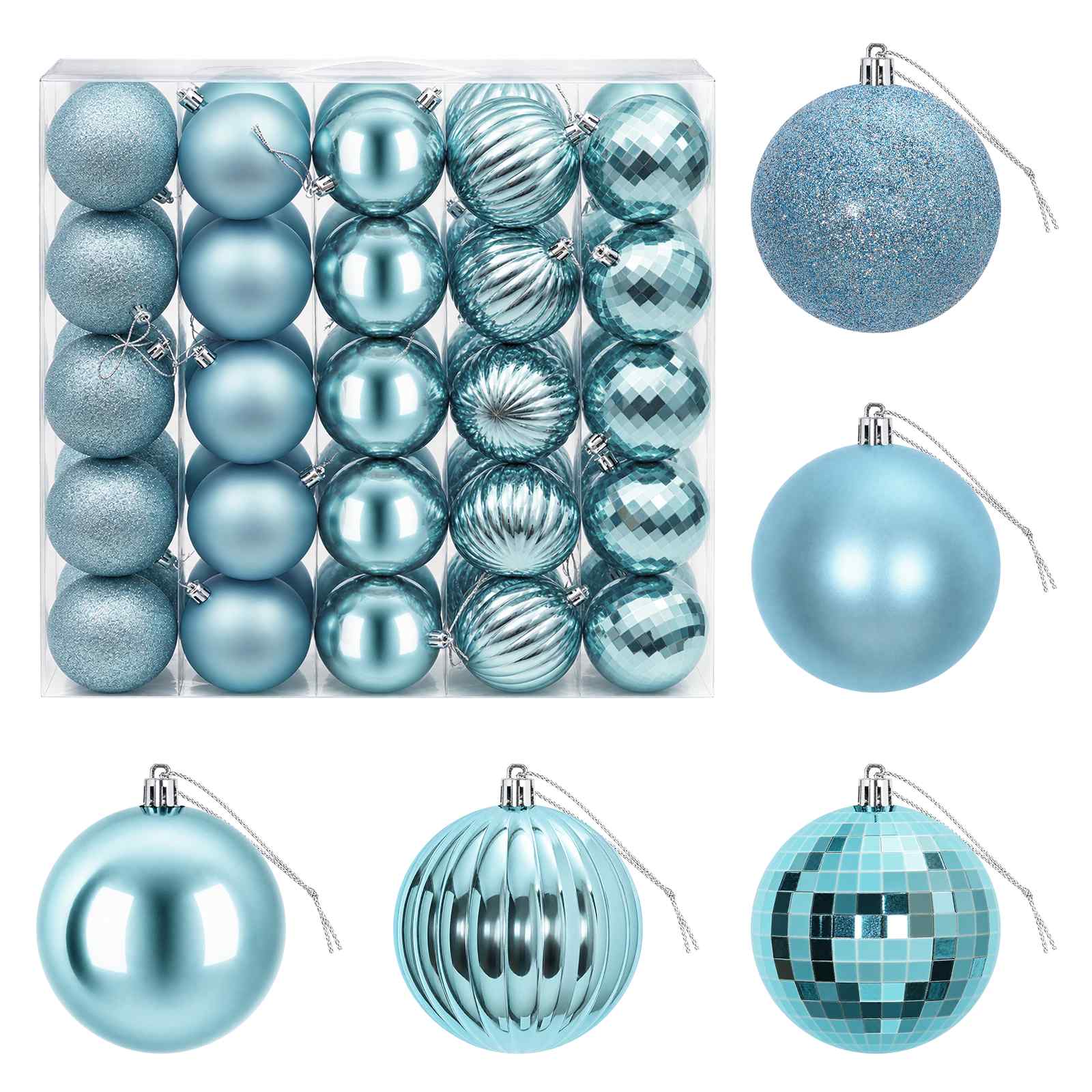 Set di Palline di Natale 50 pz Turchese 8 cm Polistirolo
