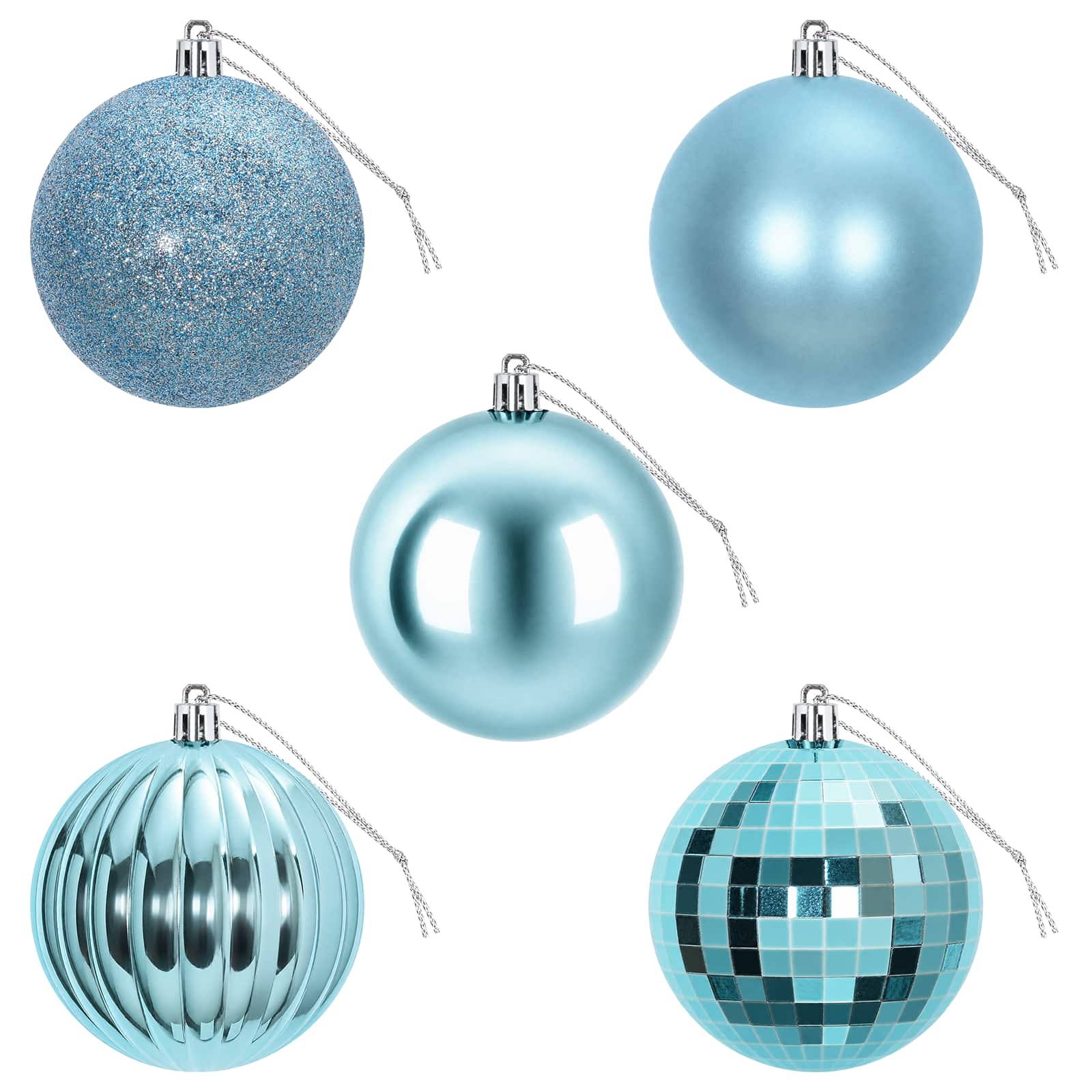 Set di Palline di Natale 50 pz Turchese 8 cm Polistirolo