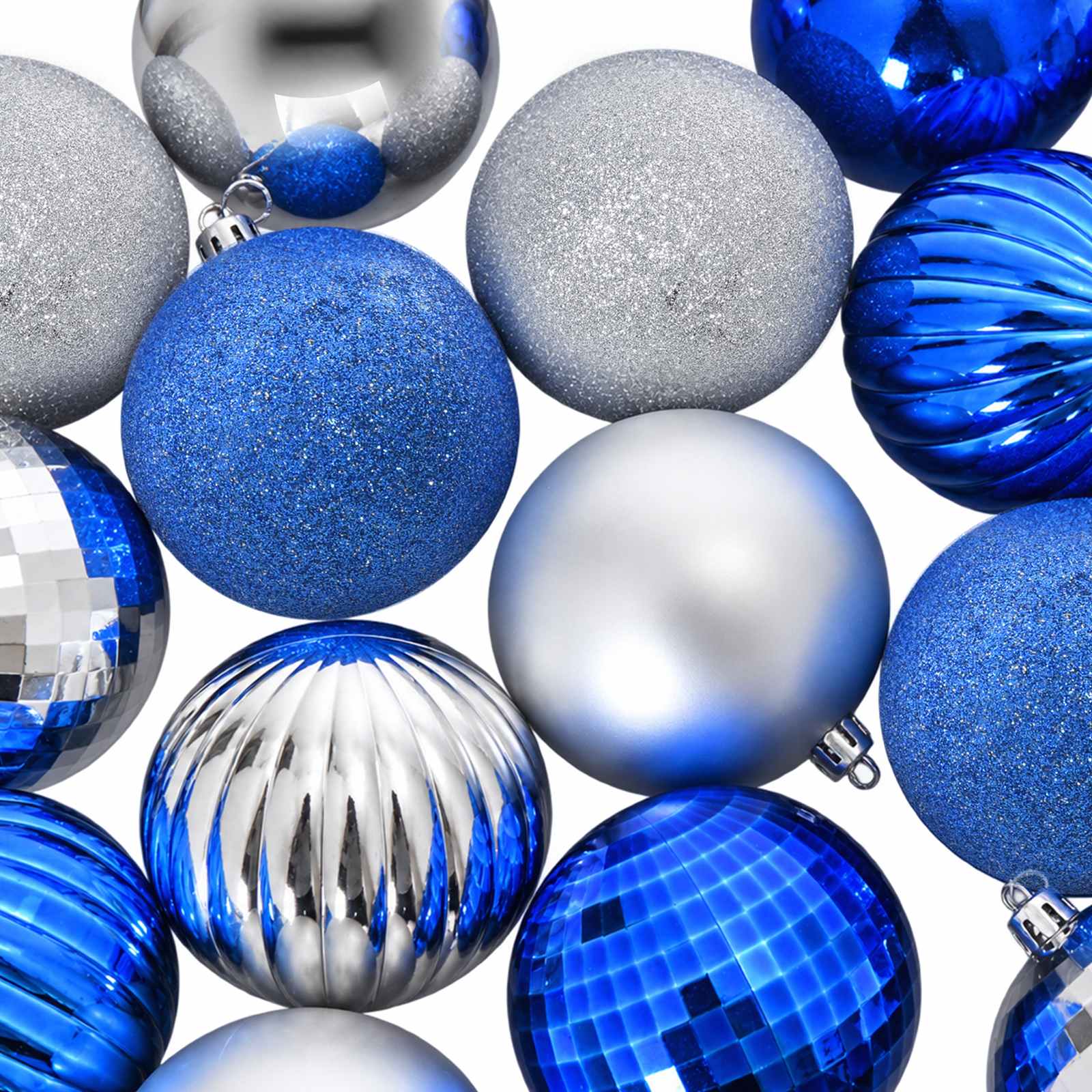 Set di Palline di Natale 50 pz Blu e argento 8 cm Polistirolo