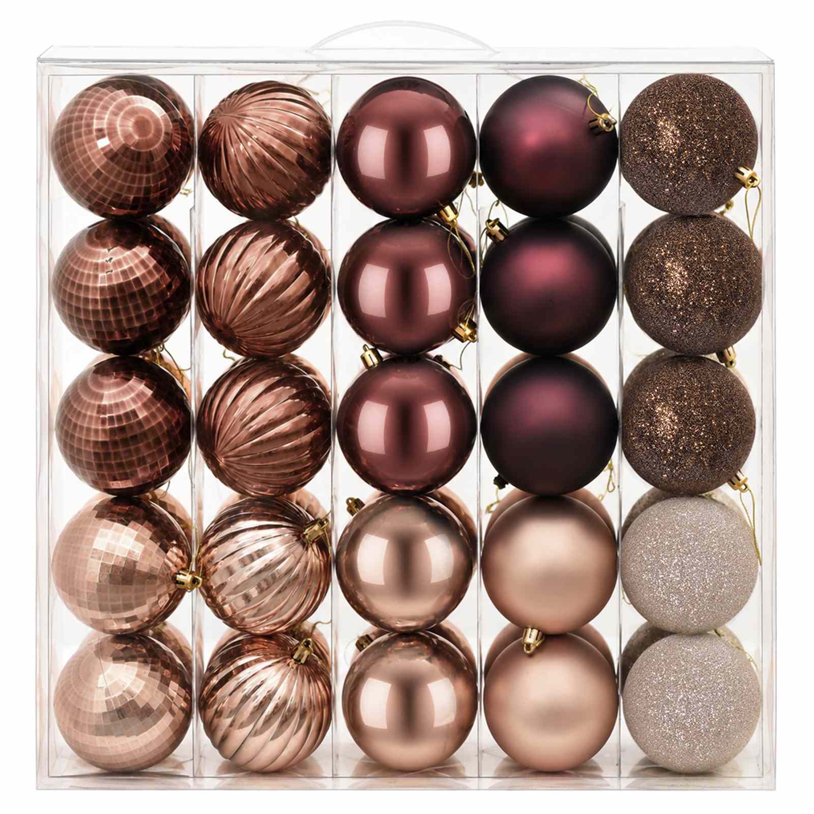 Set di Palline di Natale 50 pz Champagne e marrone 8 cm