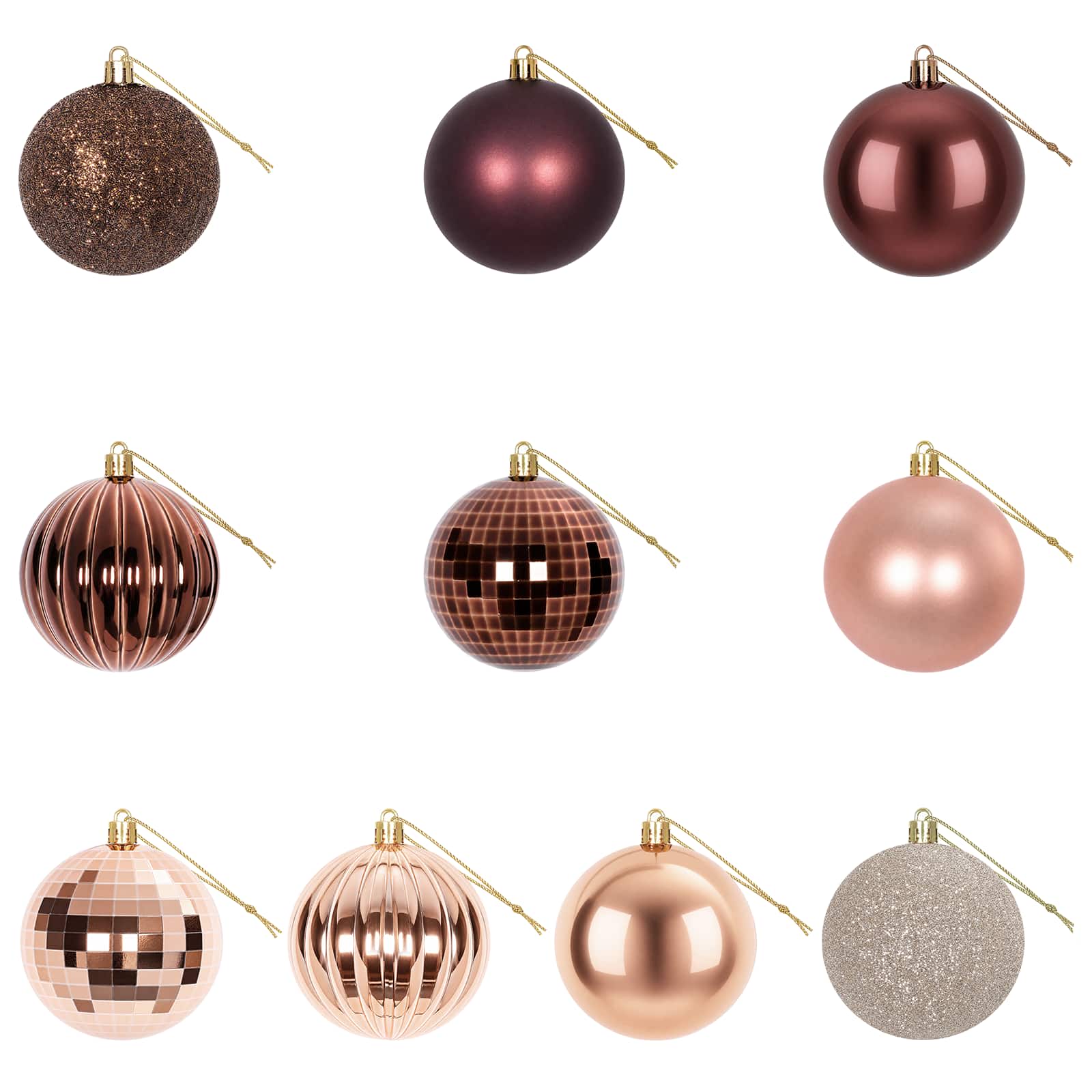 Set di Palline di Natale 50 pz Champagne e marrone 8 cm