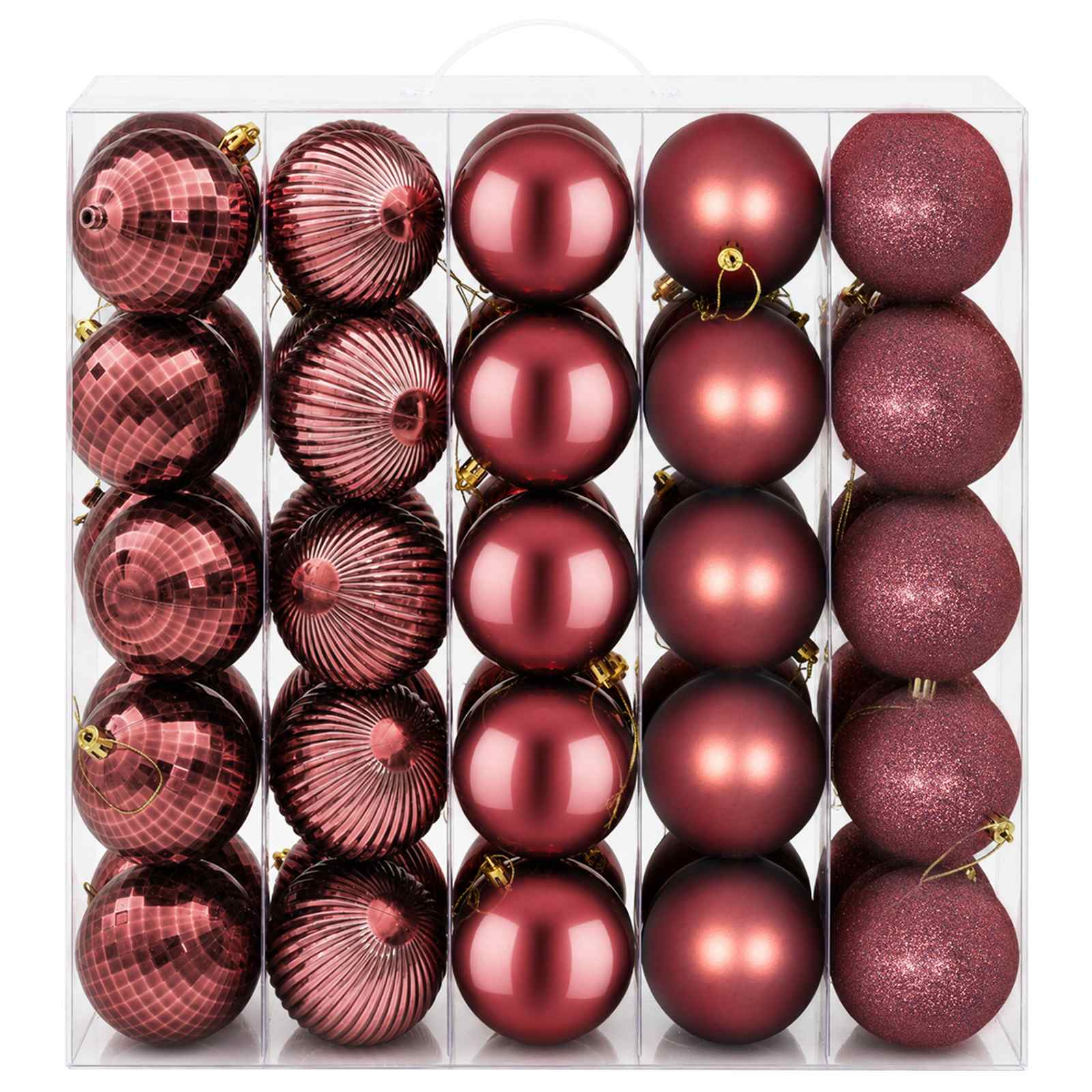 Set di Palline di Natale 50 pz Rosso Vino 8 cm Polistirolo