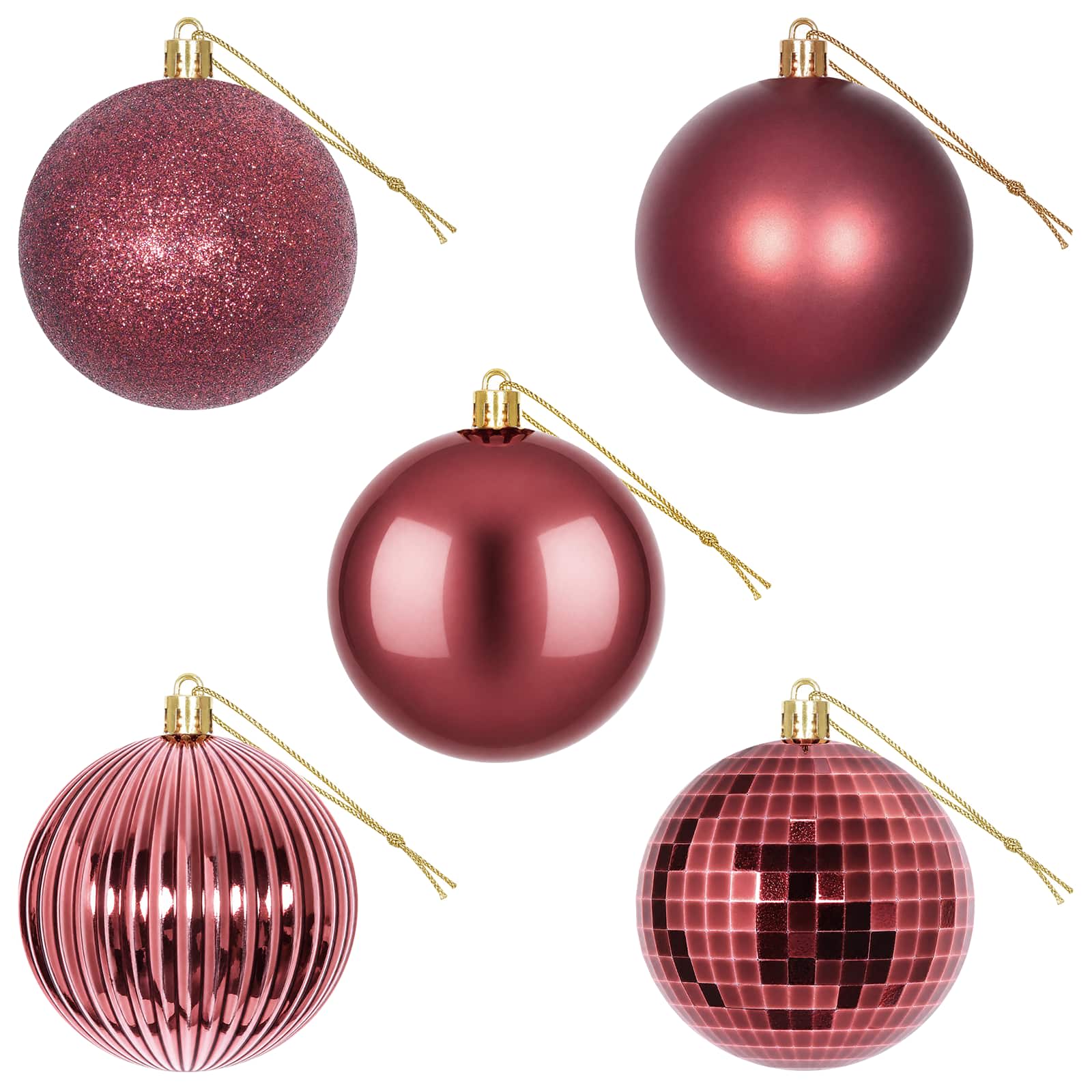 Set di Palline di Natale 50 pz Rosso Vino 8 cm Polistirolo