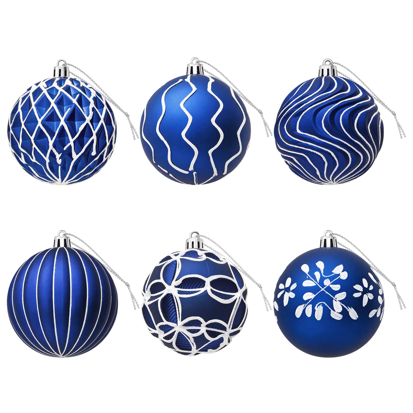 Set di palline di Natale XL 18 pz Blu e Bianco 8 cm Polistirolo