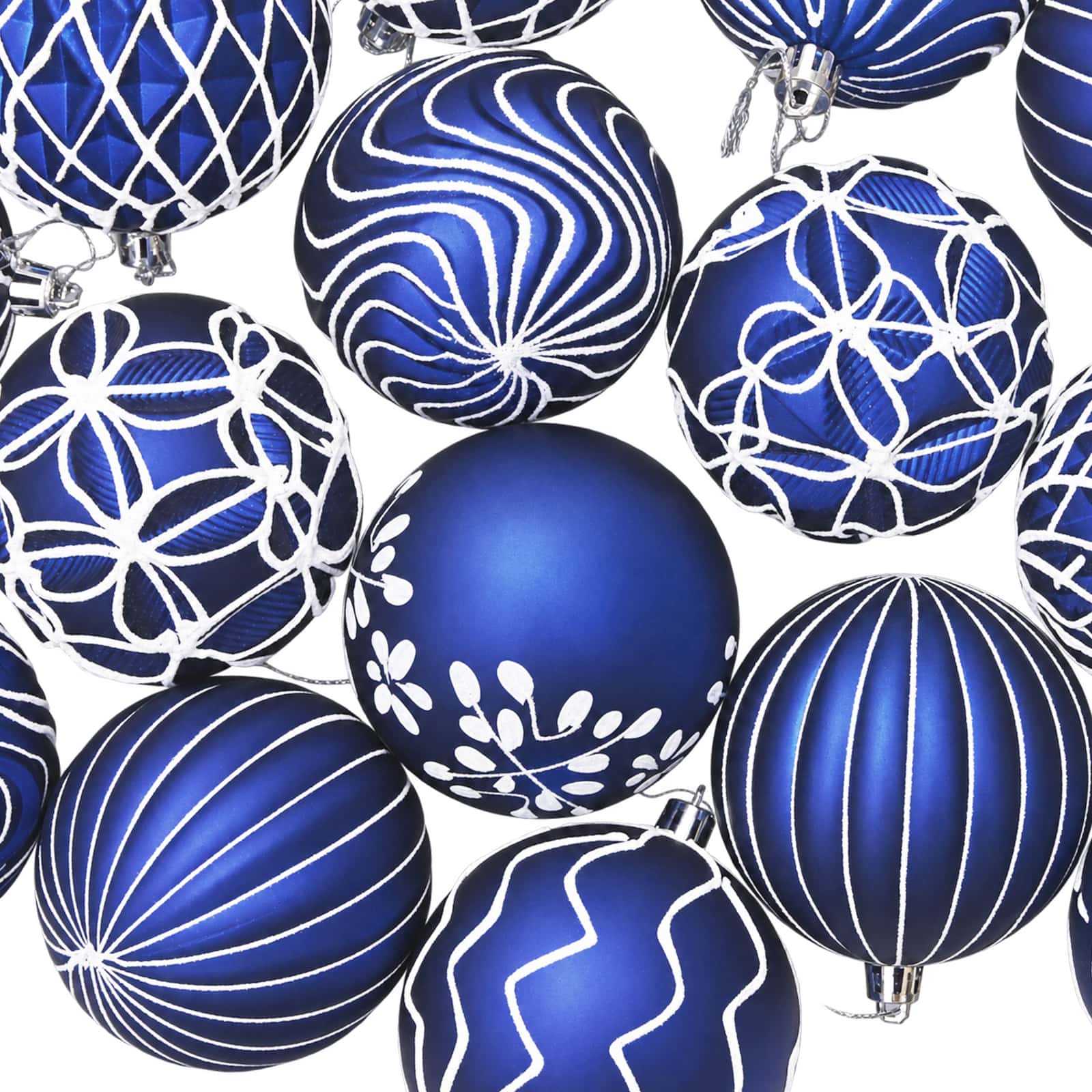 Set di palline di Natale XL 18 pz Blu e Bianco 8 cm Polistirolo
