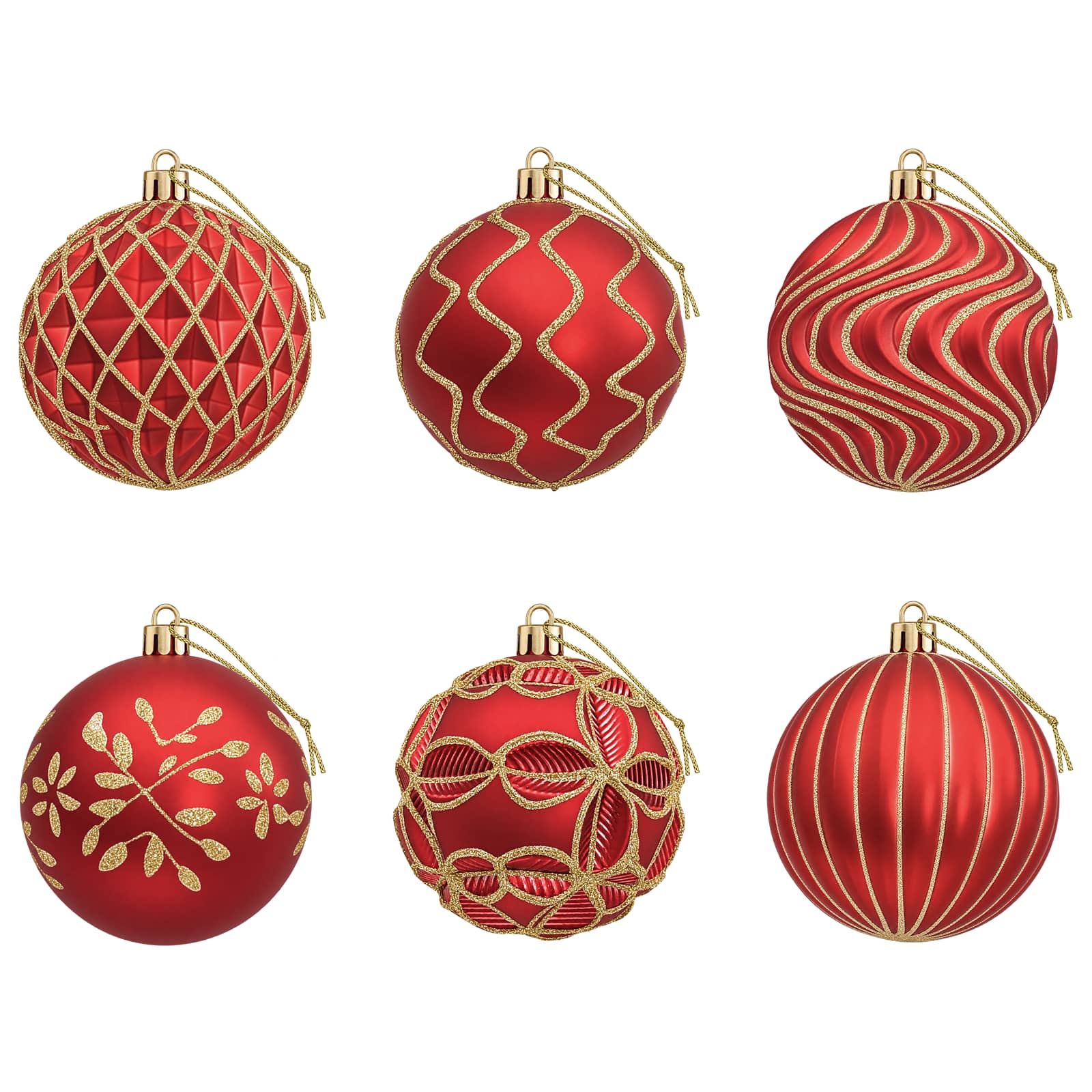 Set di palline di Natale XL 18 pz Rosso e Oro 8 cm Polistirolo