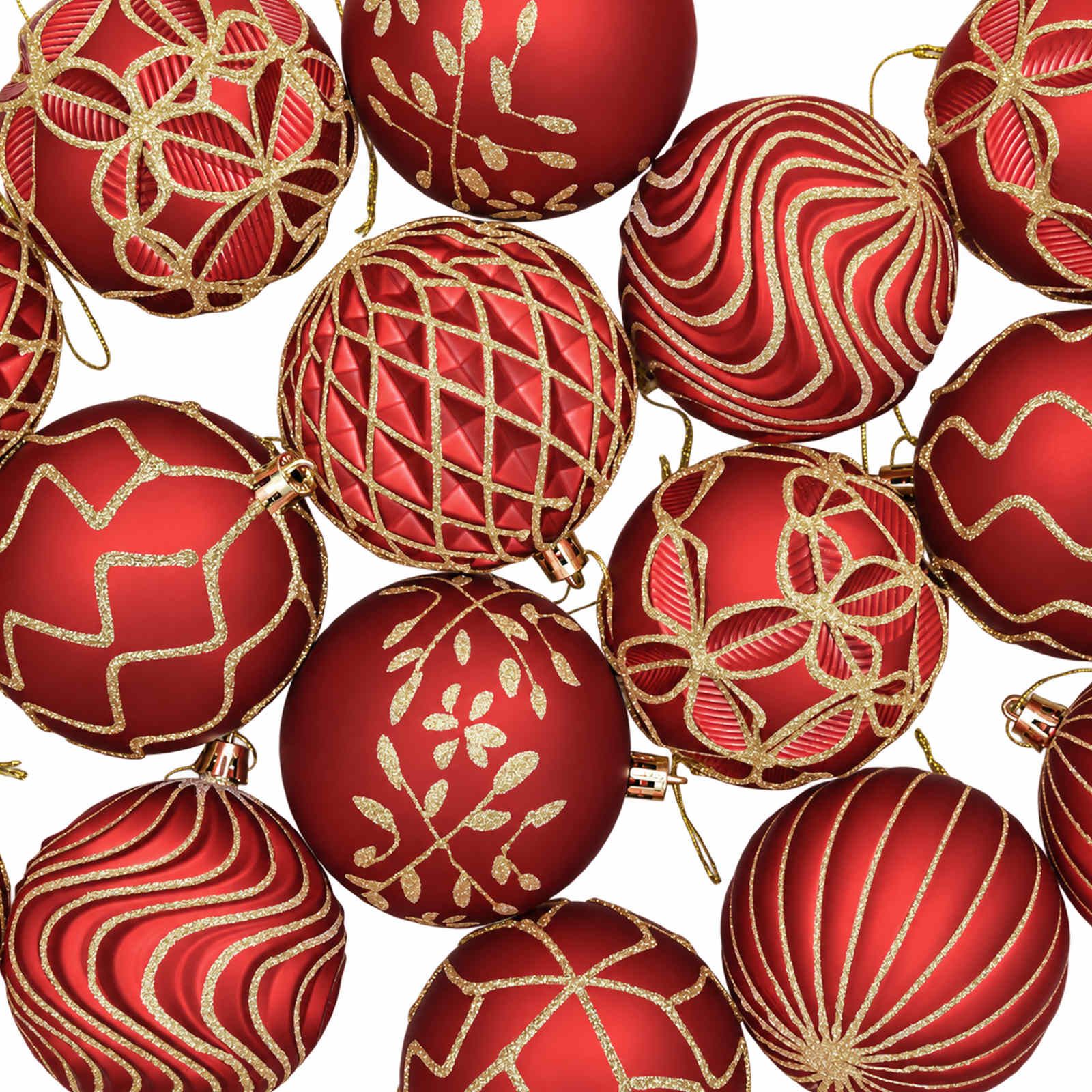Set di palline di Natale XL 18 pz Rosso e Oro 8 cm Polistirolo