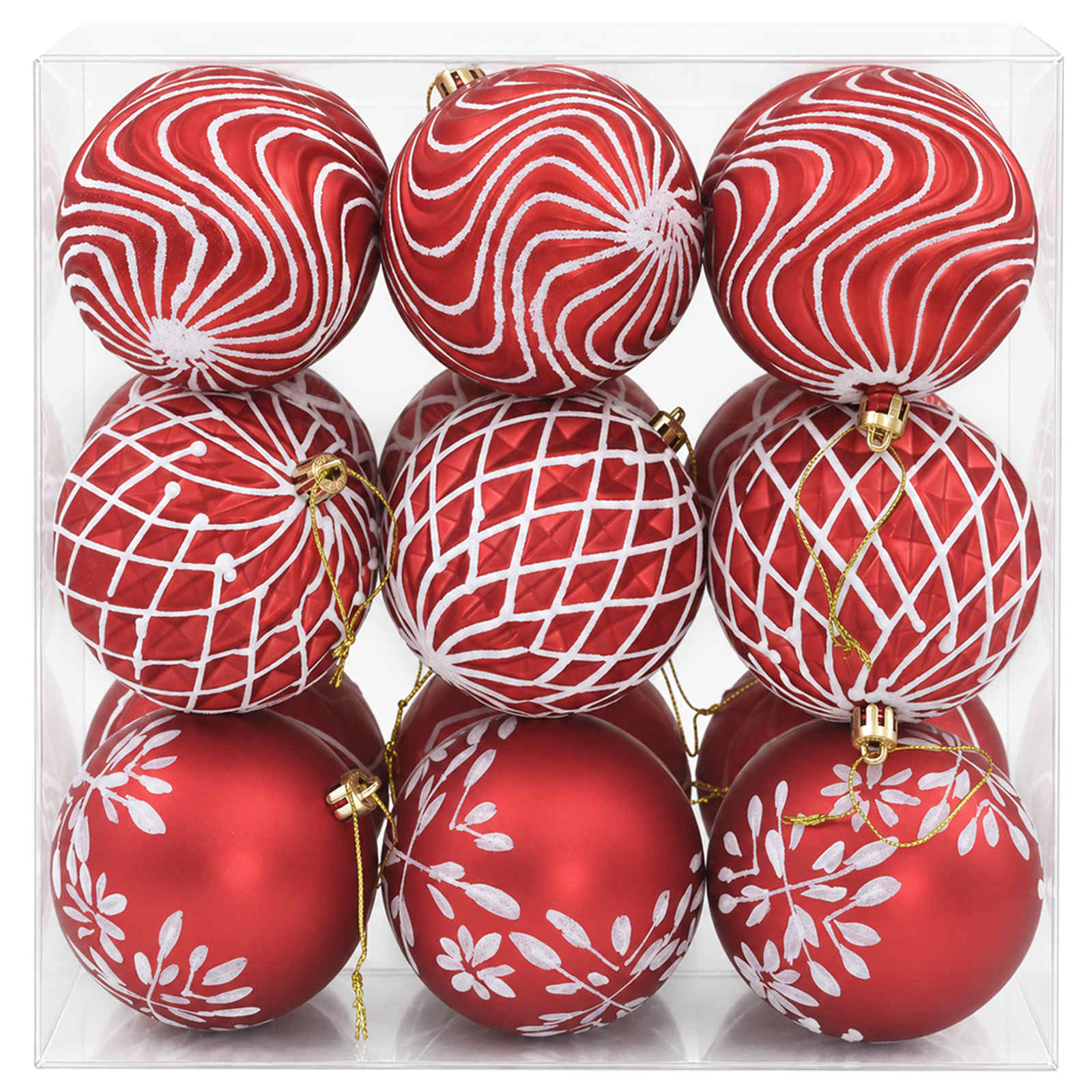 Set di palline di Natale XL 18 pz Rosso e Bianco 8 cm