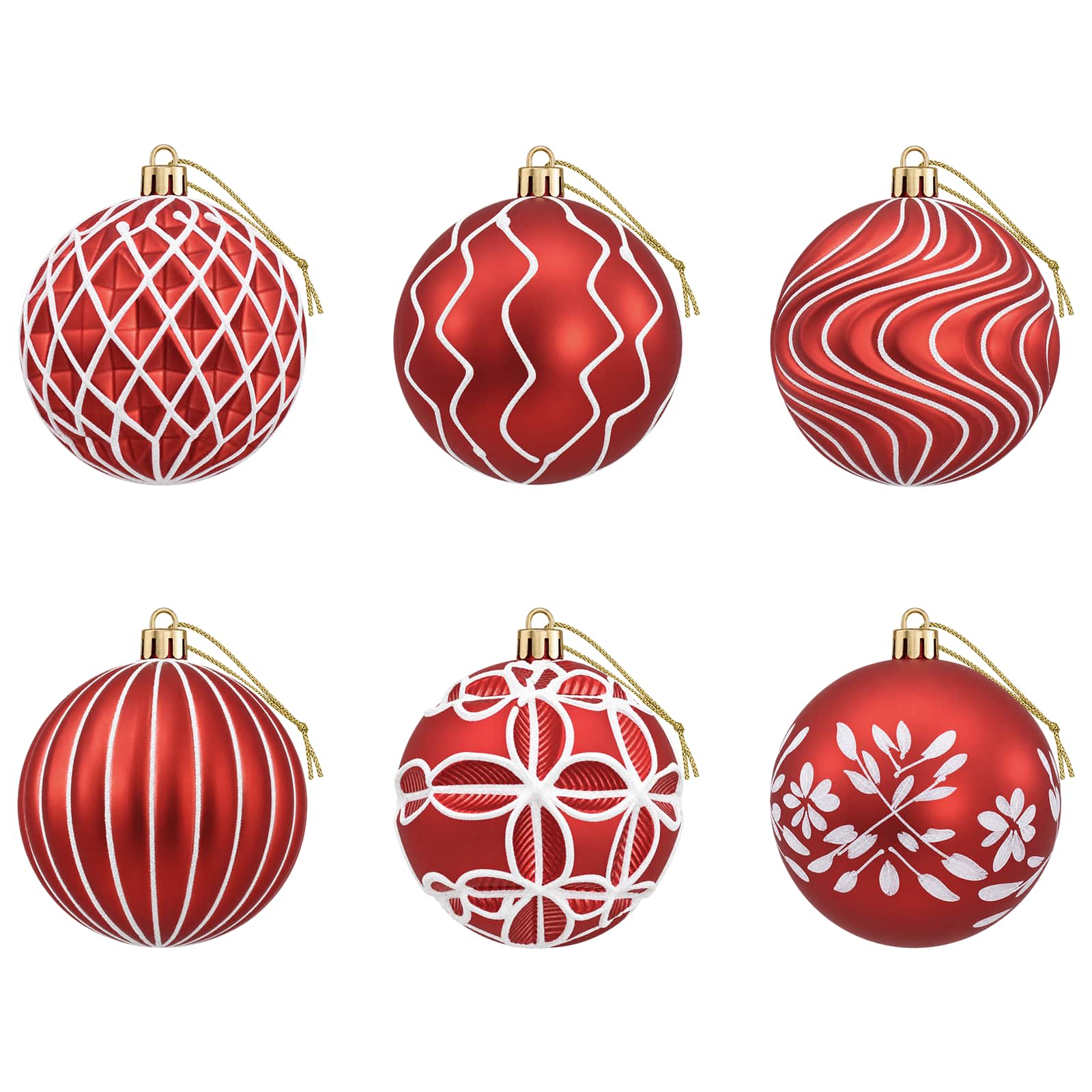 Set di palline di Natale XL 18 pz Rosso e Bianco 8 cm