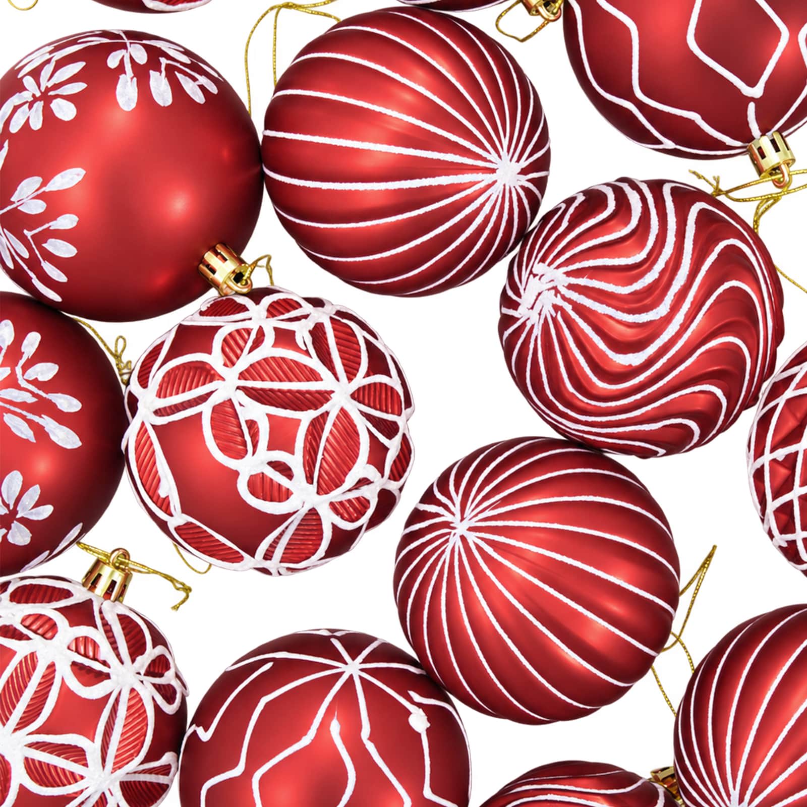Set di palline di Natale XL 18 pz Rosso e Bianco 8 cm