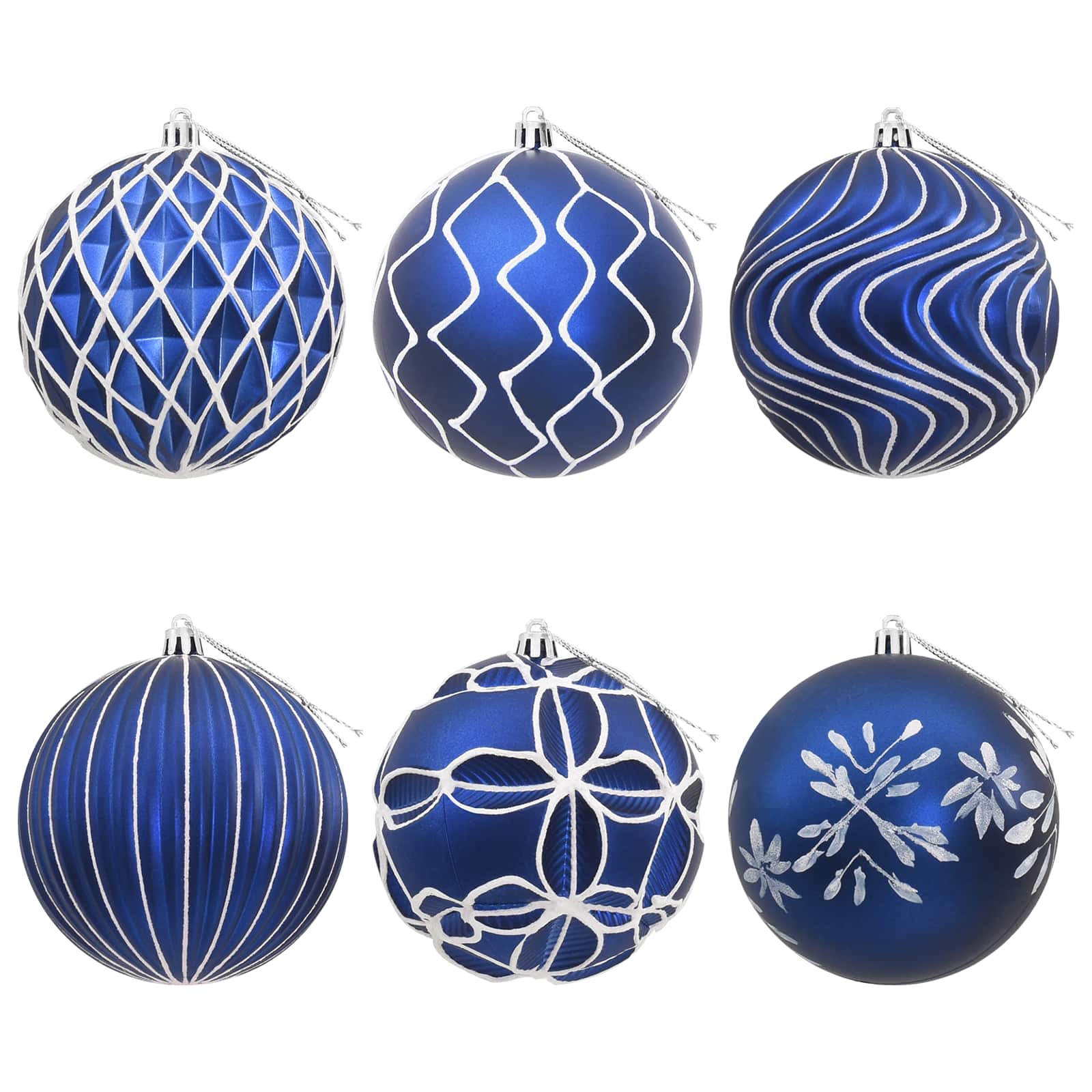Set di palline di Natale XL 12 pz Blu e Bianco 10 cm
