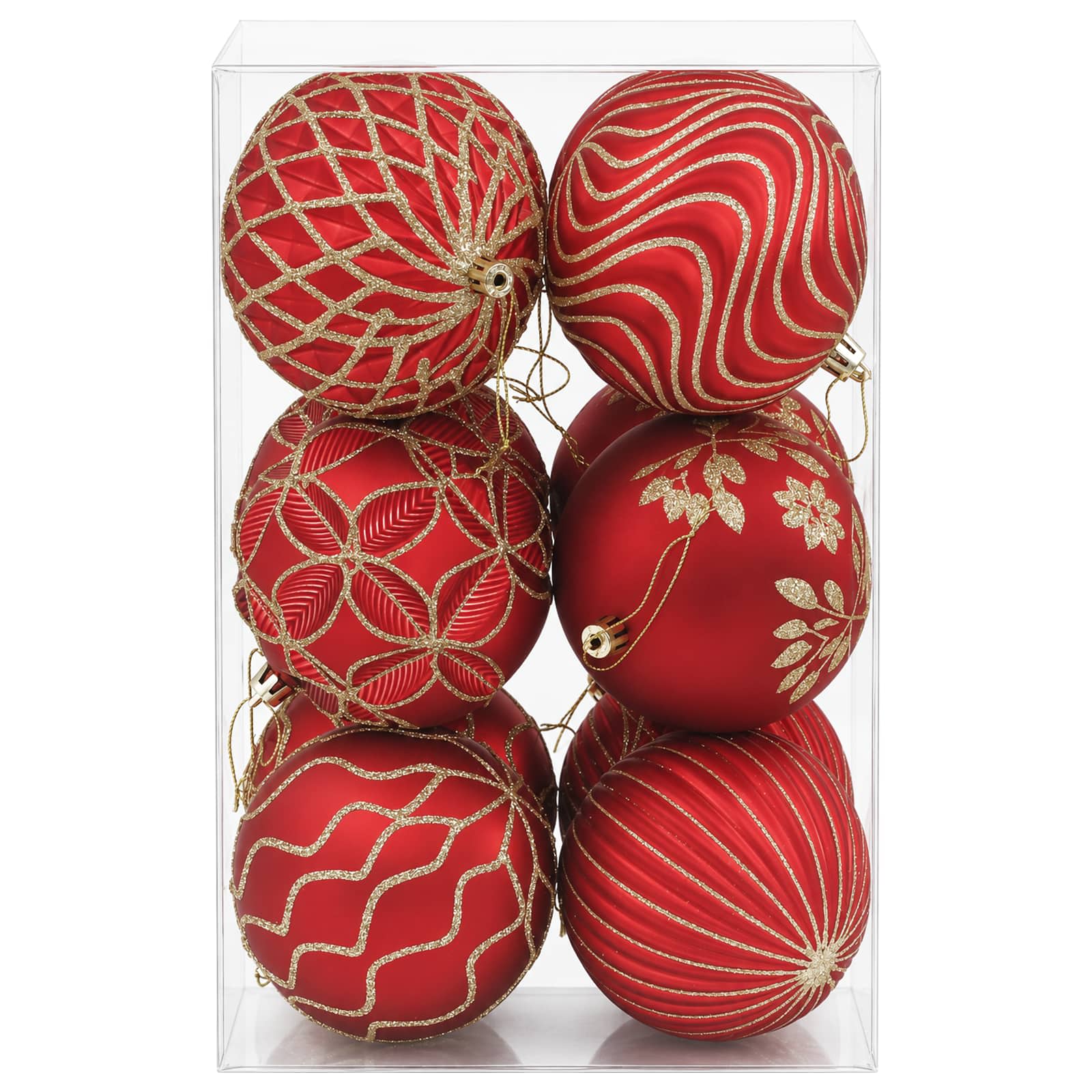 Set di palline di Natale XL 12 pz Rosso e Oro 10 cm Polistirolo