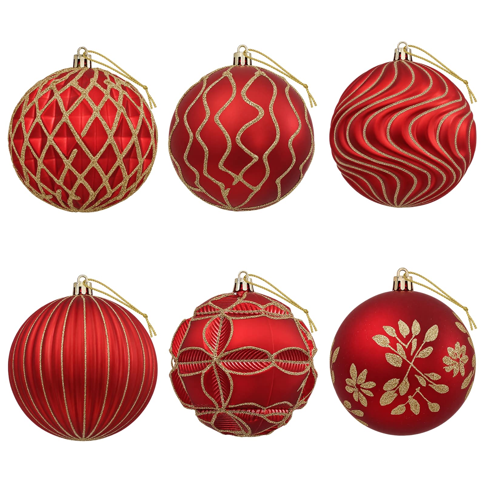 Set di palline di Natale XL 12 pz Rosso e Oro 10 cm Polistirolo