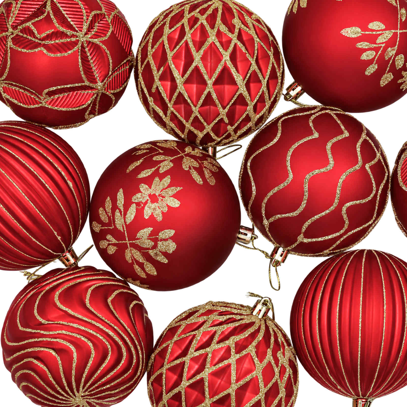 Set di palline di Natale XL 12 pz Rosso e Oro 10 cm Polistirolo