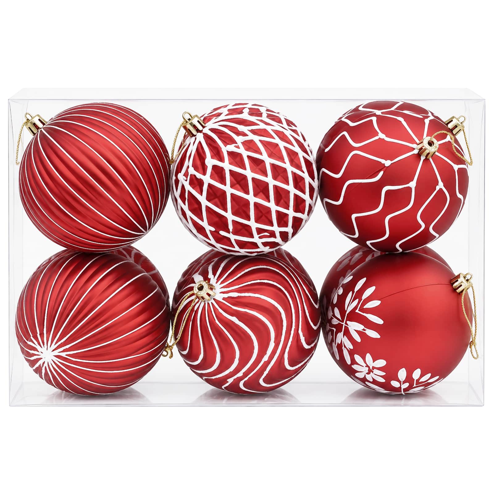 Set di palline di Natale XL 12 pz Rosso e Bianco 10 cm