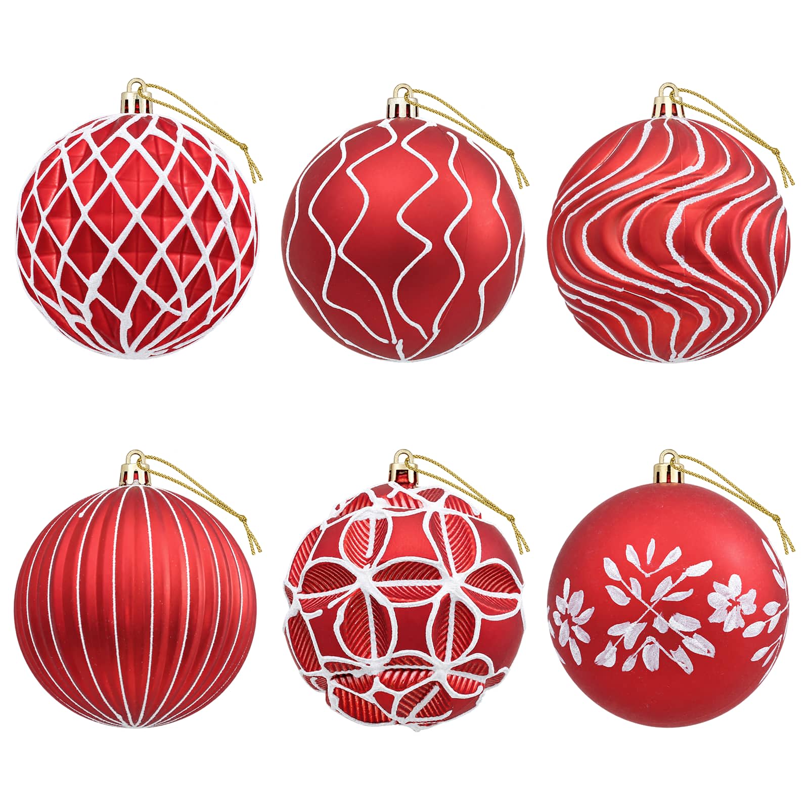 Set di palline di Natale XL 12 pz Rosso e Bianco 10 cm