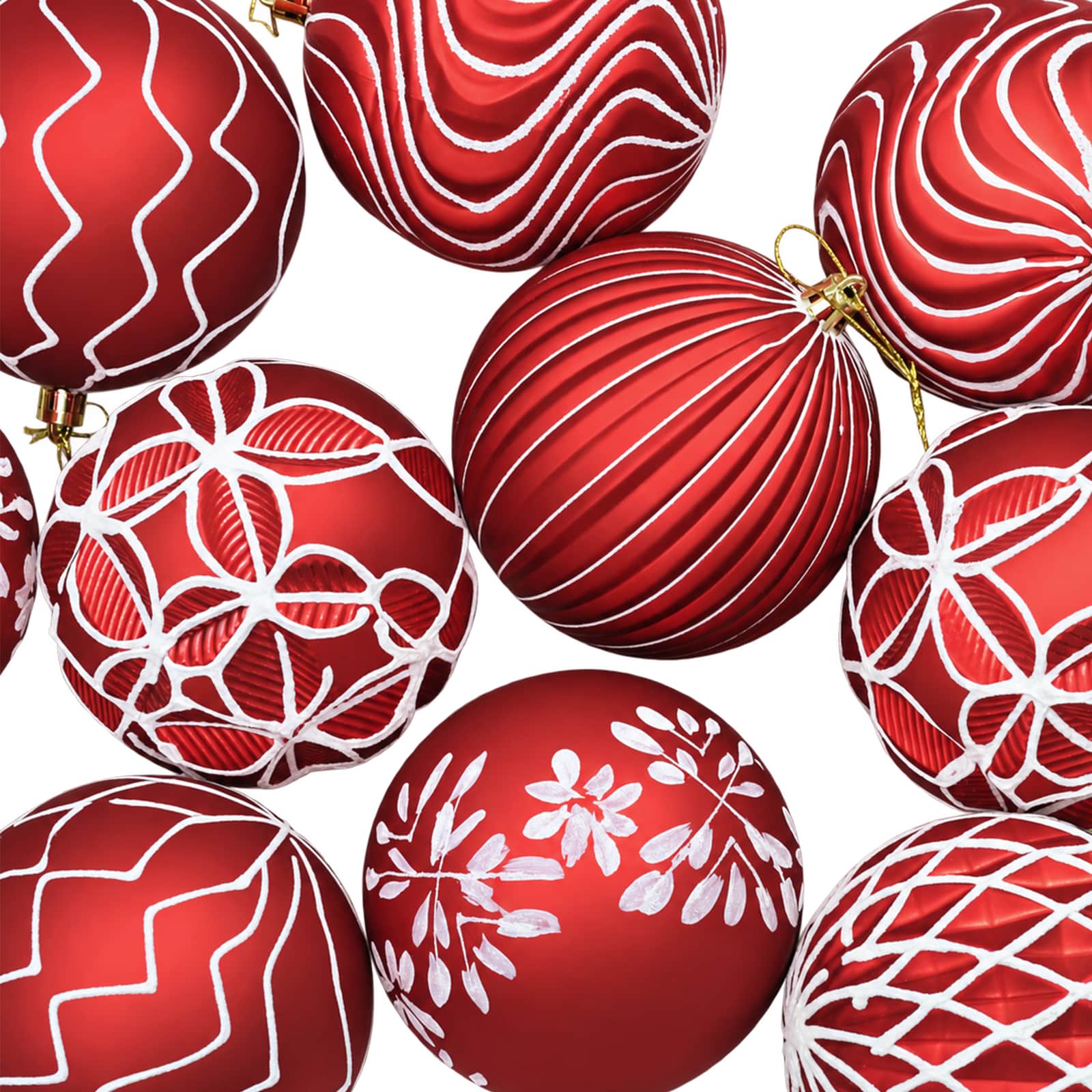 Set di palline di Natale XL 12 pz Rosso e Bianco 10 cm