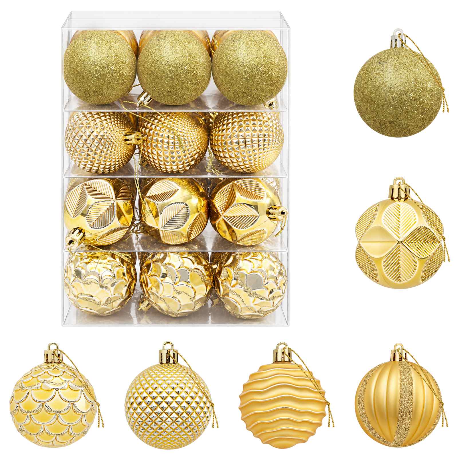 Set di Palline di Natale 36 pz Oro 6 cm Polistirolo