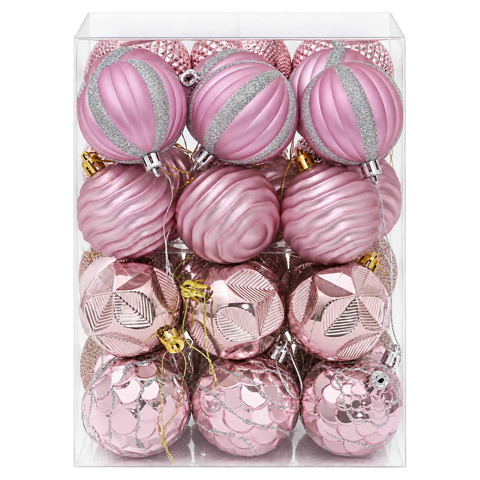 Set di Palline di Natale 36 pz Rosa 6 cm Polistirolo