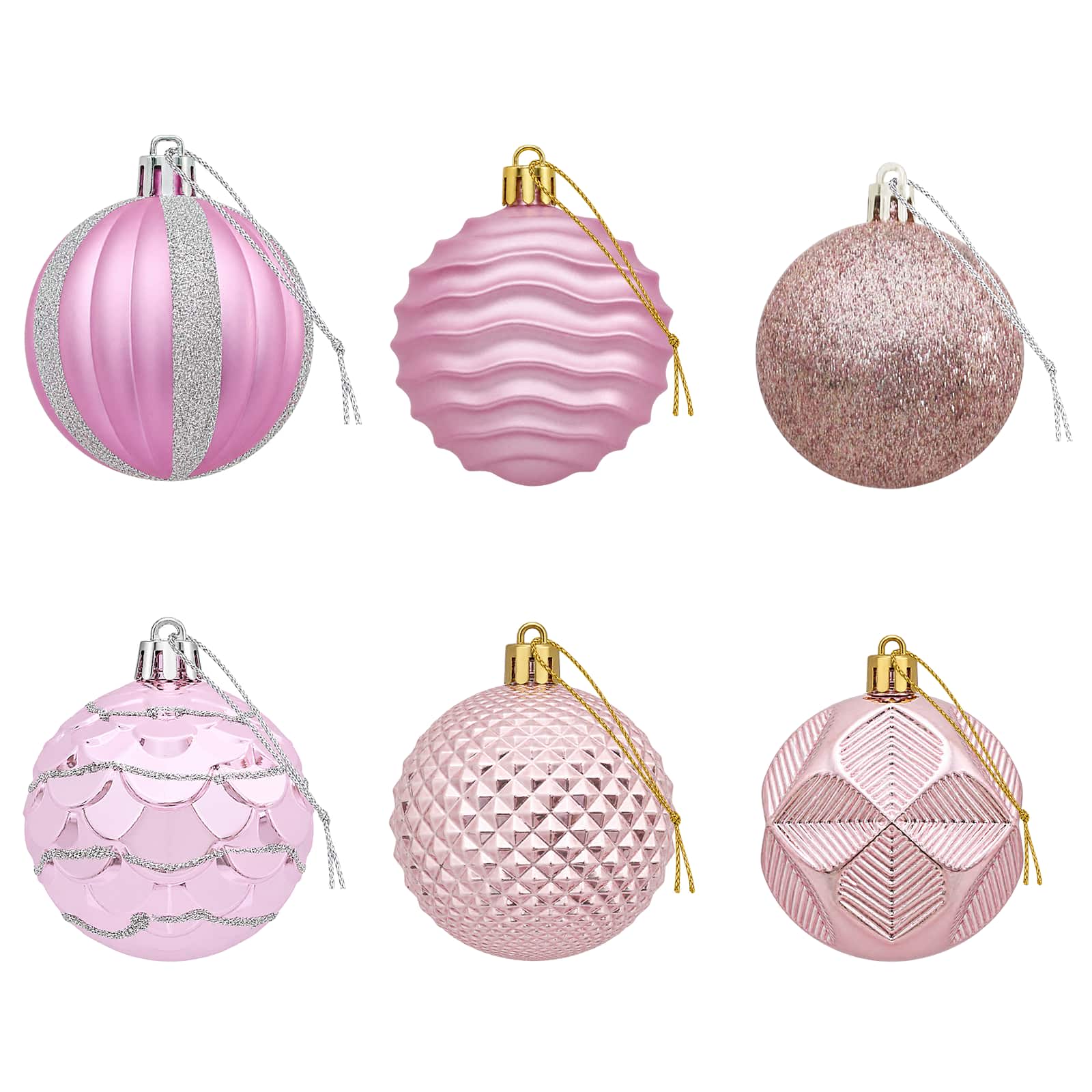 Set di Palline di Natale 36 pz Rosa 6 cm Polistirolo