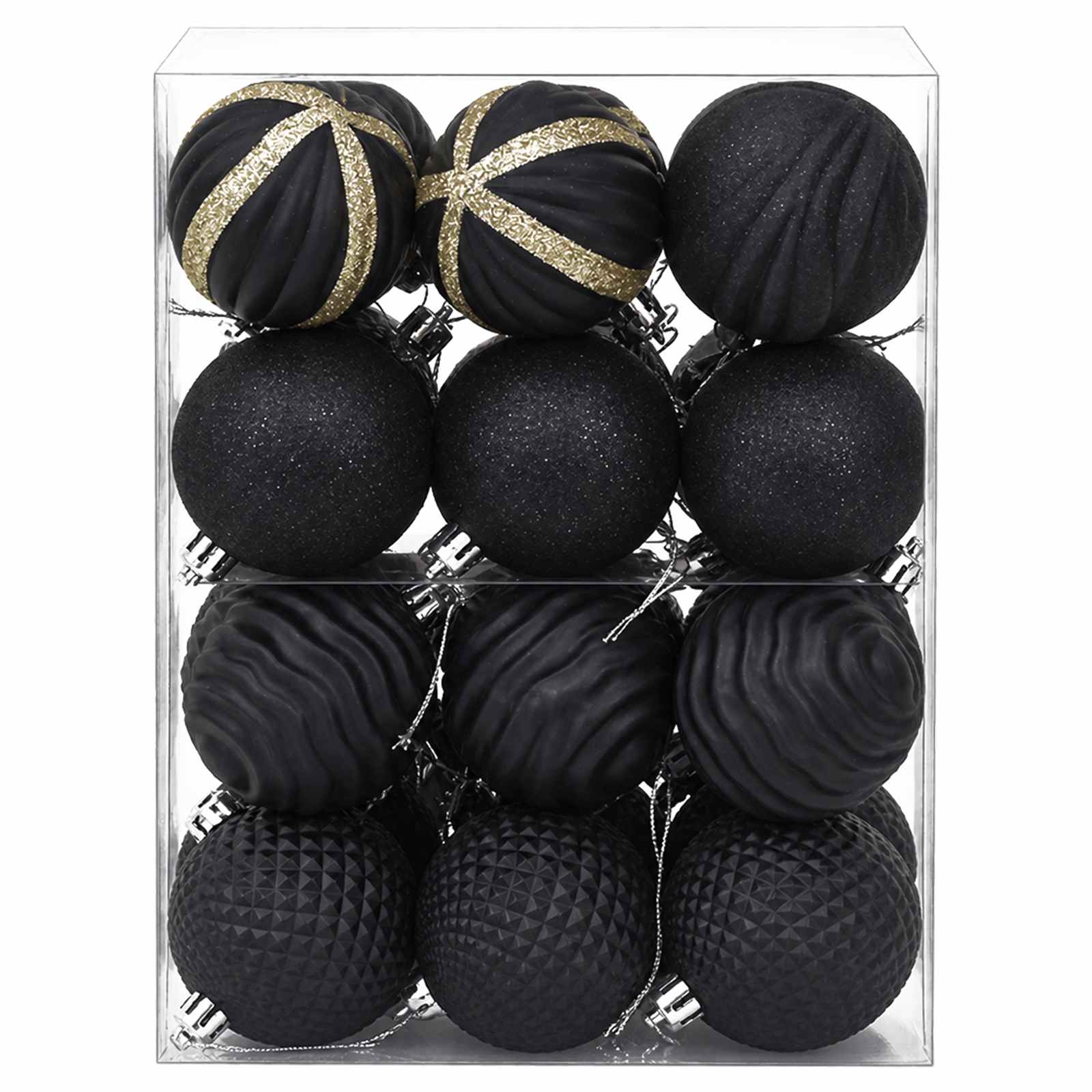 Set di Palline di Natale 36 pz Nero 6 cm Polistirolo