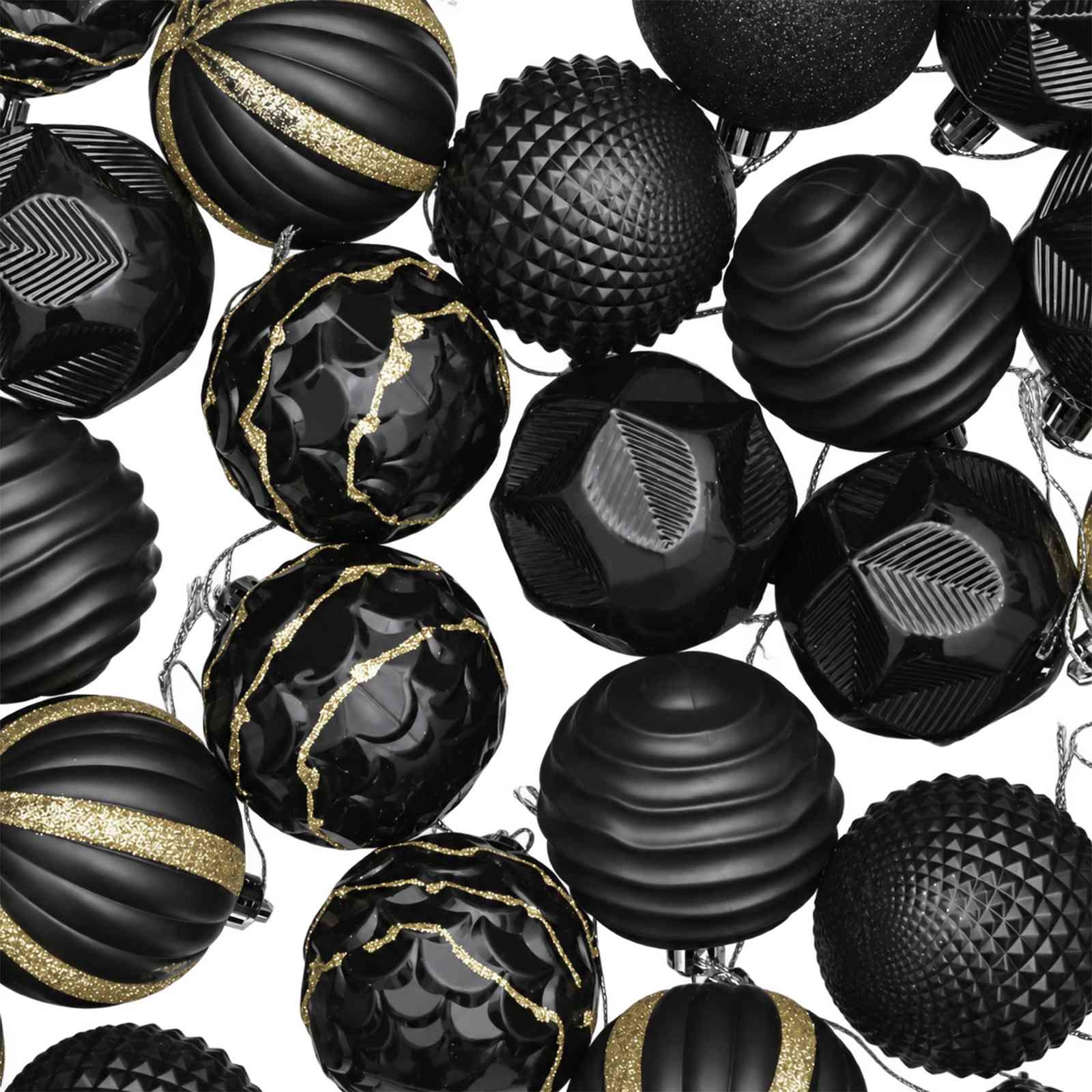 Set di Palline di Natale 36 pz Nero 6 cm Polistirolo