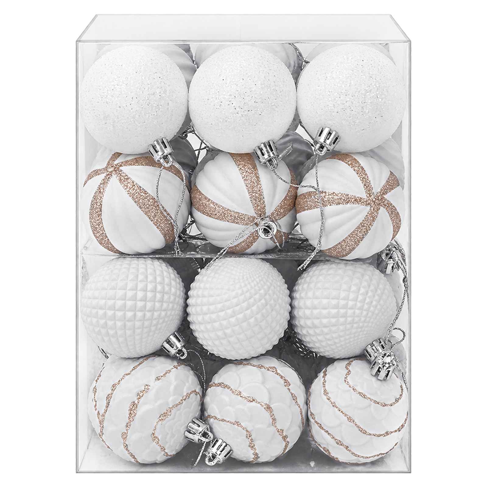 Set di Palline di Natale 36 pz Bianco 6 cm Polistirolo