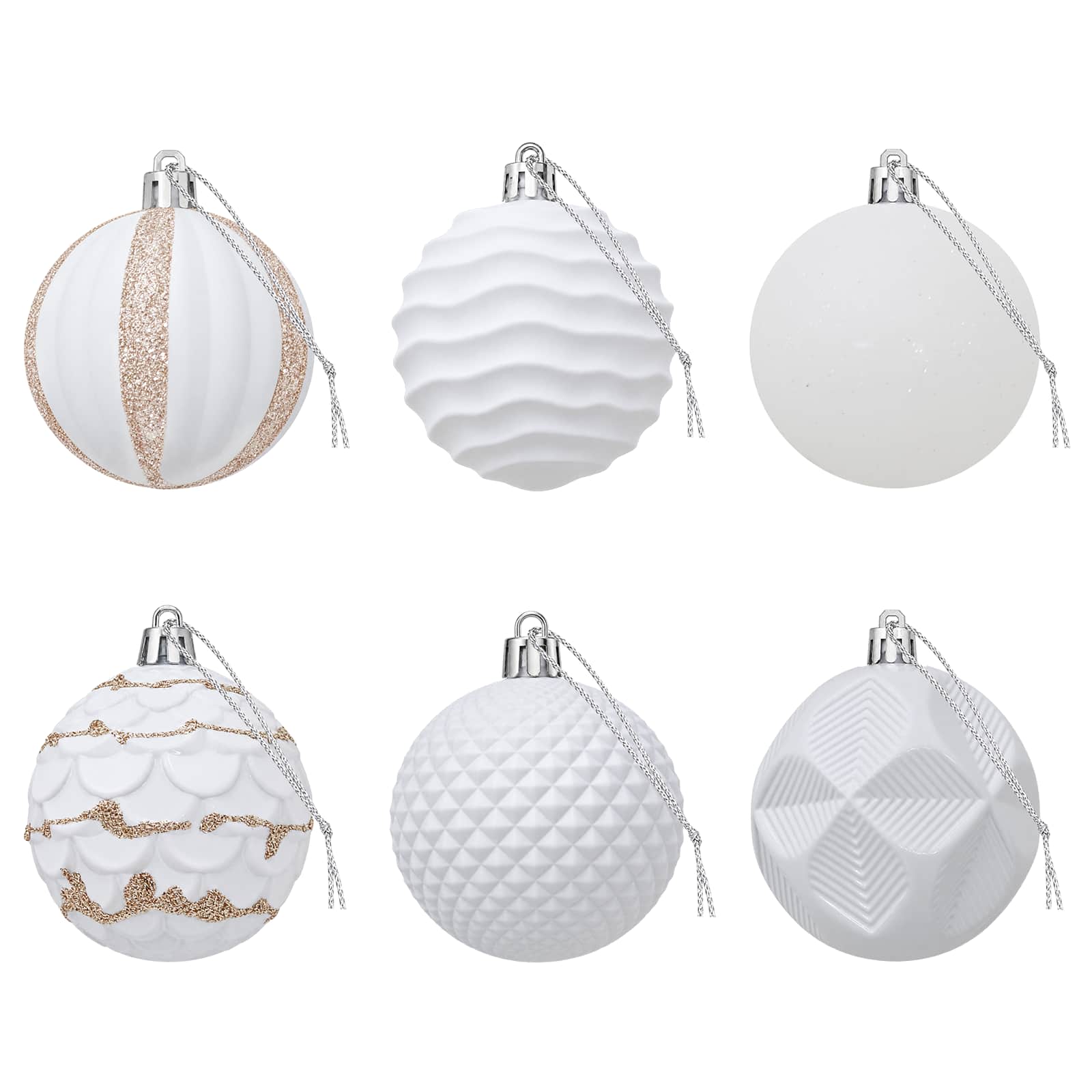 Set di Palline di Natale 36 pz Bianco 6 cm Polistirolo