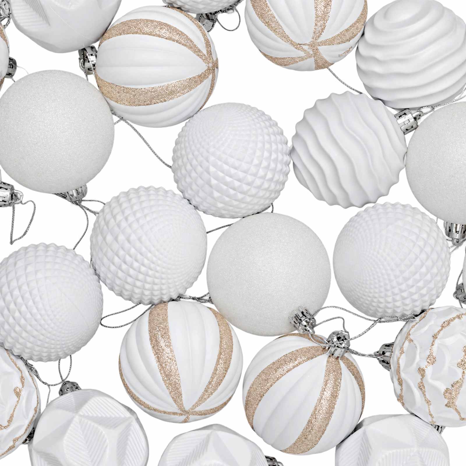 Set di Palline di Natale 36 pz Bianco 6 cm Polistirolo