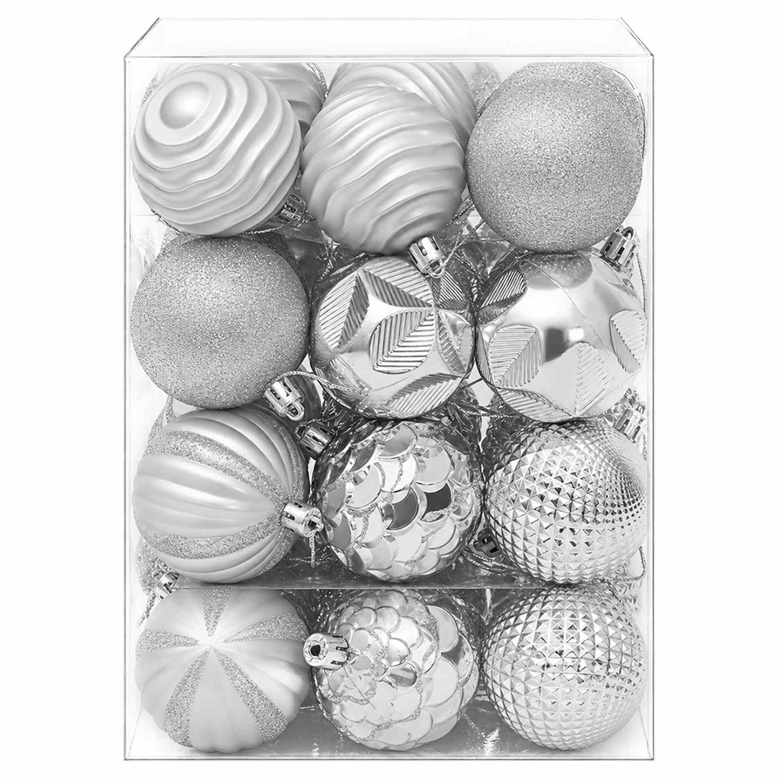 Set di Palline di Natale 36 pz Argento 6 cm Polistirolo