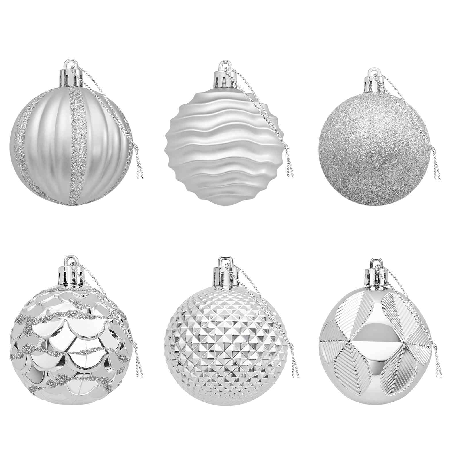Set di Palline di Natale 36 pz Argento 6 cm Polistirolo