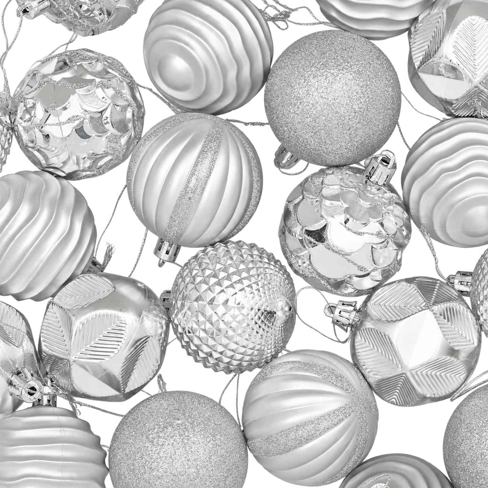 Set di Palline di Natale 36 pz Argento 6 cm Polistirolo