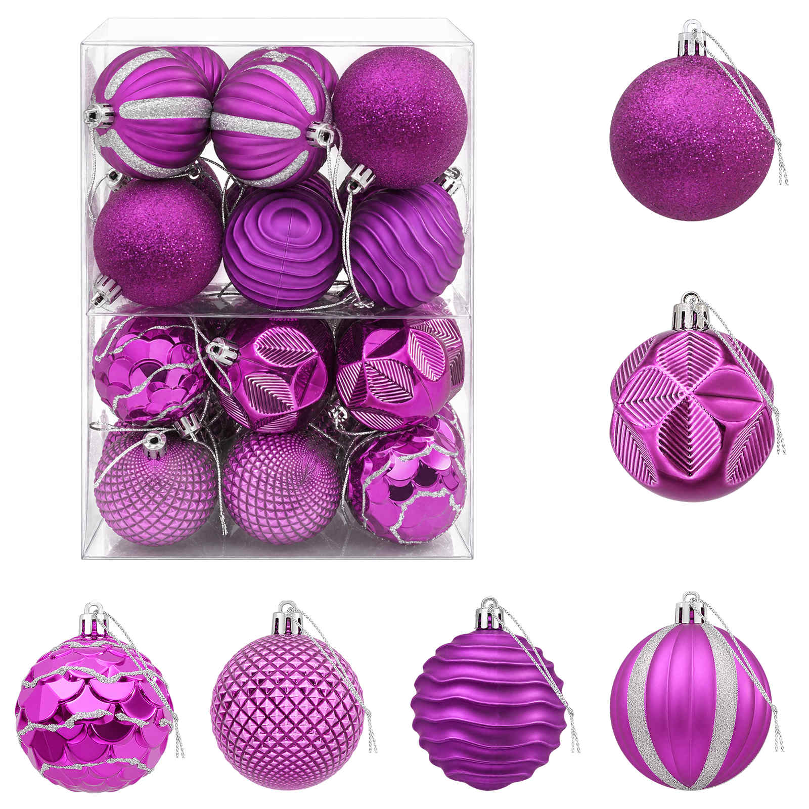 Set di Palline di Natale 36 pz Lillà 6 cm Polistirolo